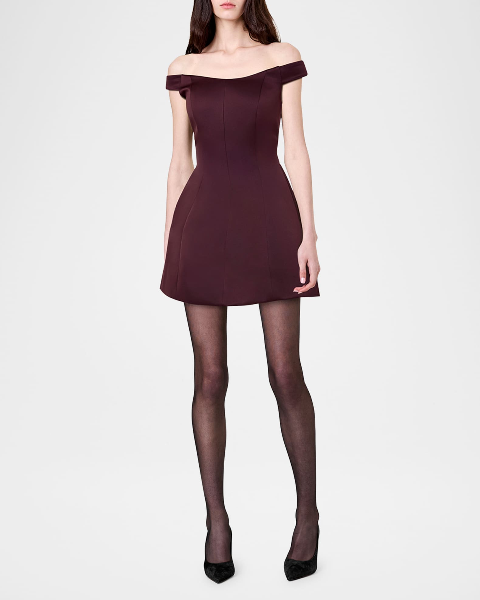 NICHOLAS Lilly Seamed Off-Shoulder Mini Dress | Neiman Marcus