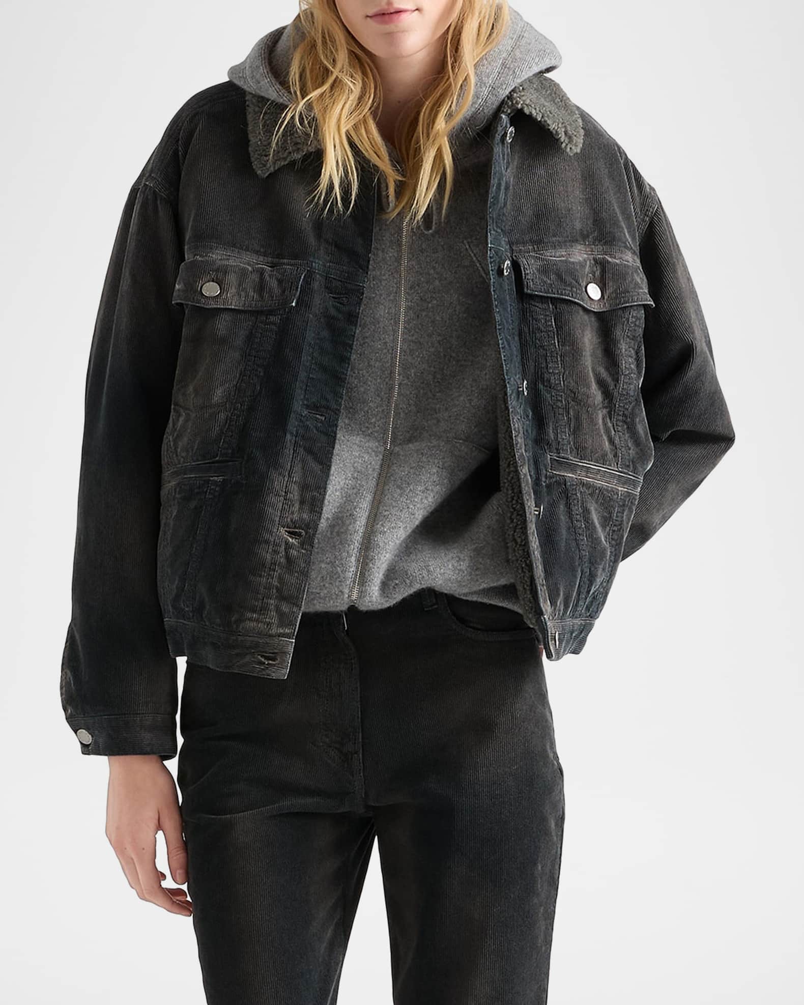 Prada Fleece-Collar Corduroy Shirt Jacket | Neiman Marcus