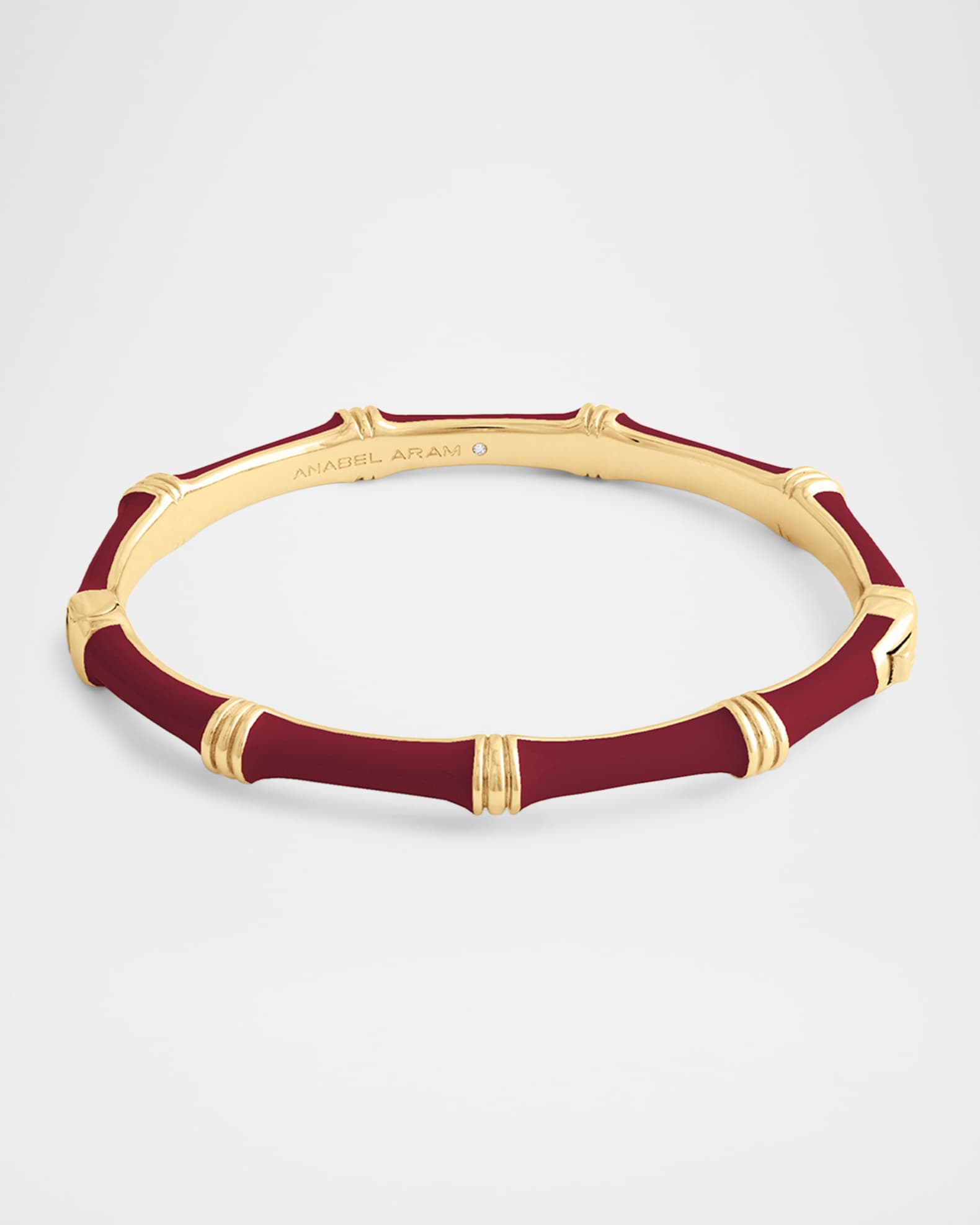 Anabel Aram Jewelry Bamboo Enameled Hinged Bangle, Dark Red