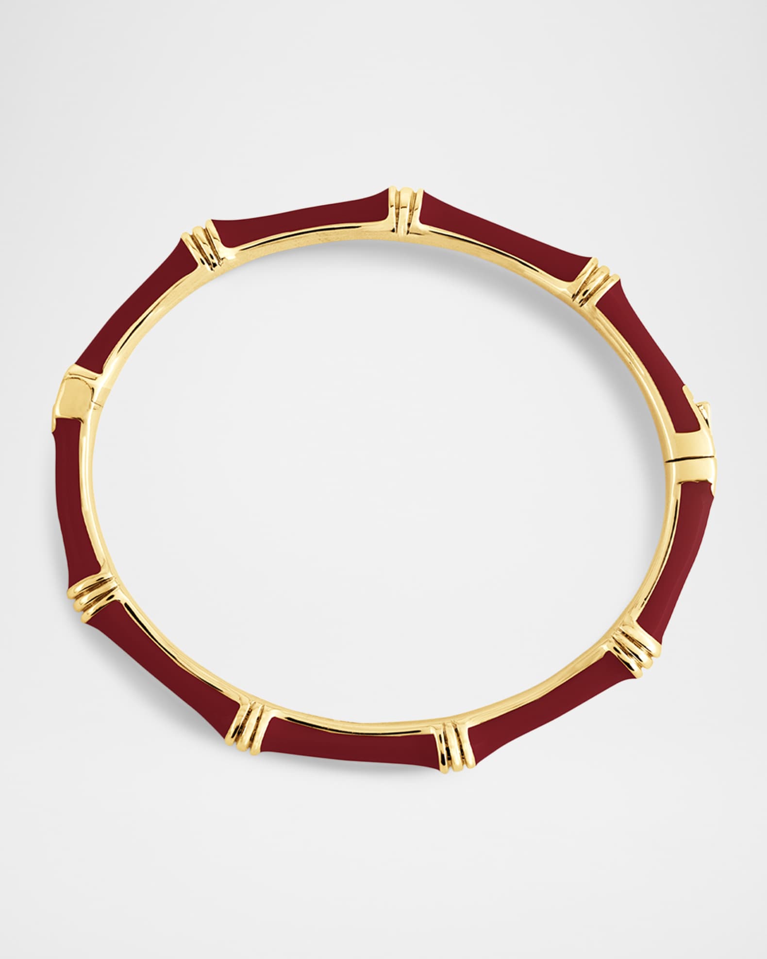 Anabel Aram Jewelry Bamboo Enameled Hinged Bangle, Dark Red