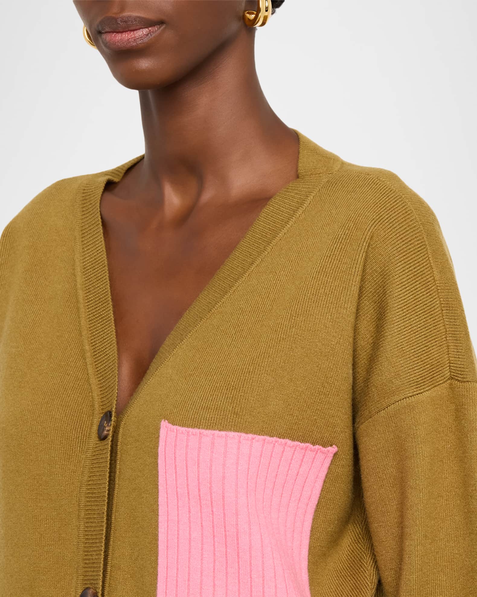 Zomer Colorblock Cropped V-Neck Cardigan | Neiman Marcus