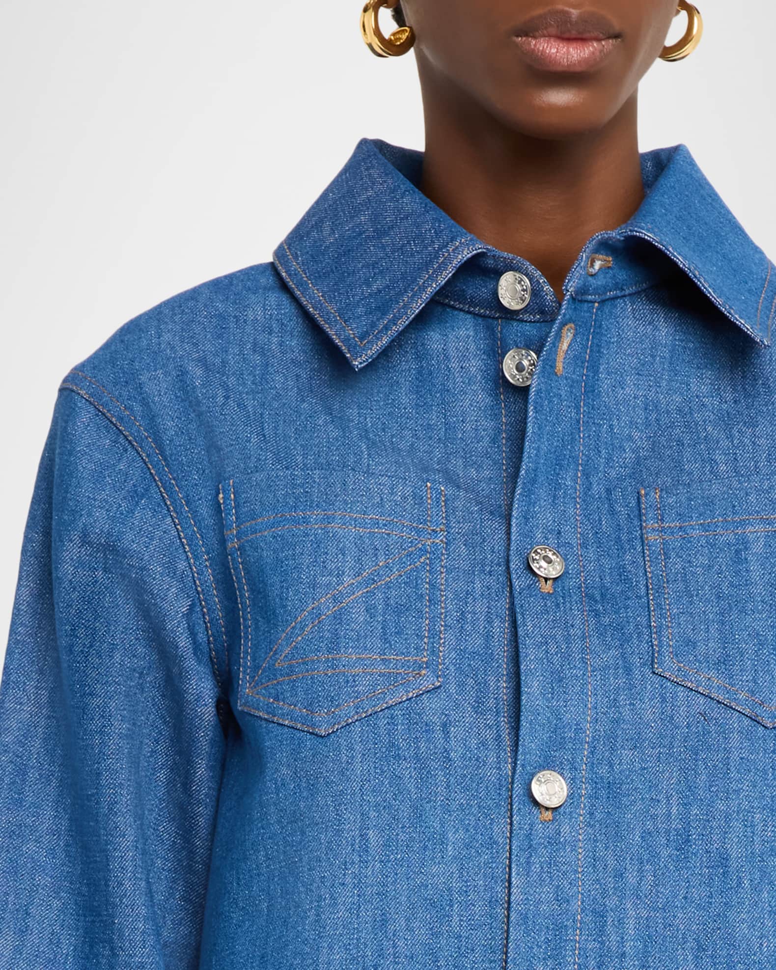 Zomer Reversed Denim Collared Shirt | Neiman Marcus