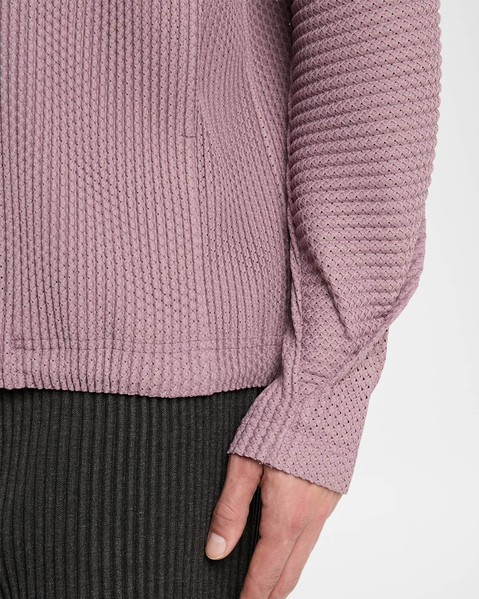 Homme Plisse Issey Miyake Men's Wickerwork Mesh Full-Zip Hoodie