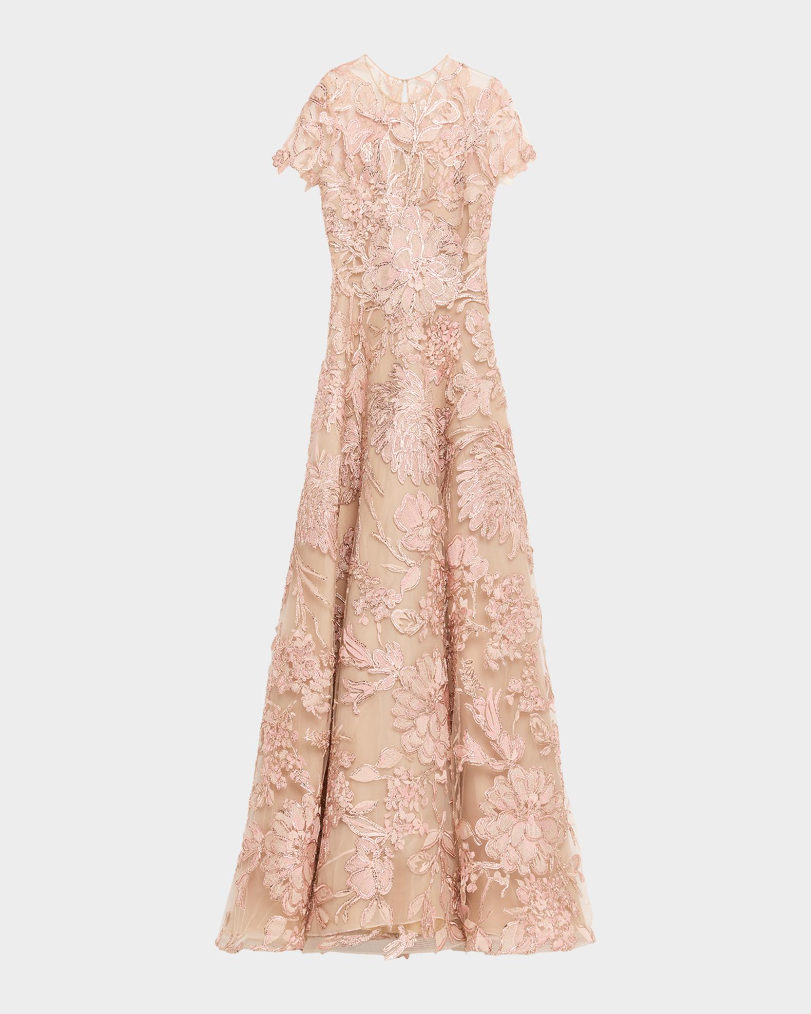 mixed lace strapless dress by naeem khan Naeem Khan Floral Cording Strapless A-Line Gown