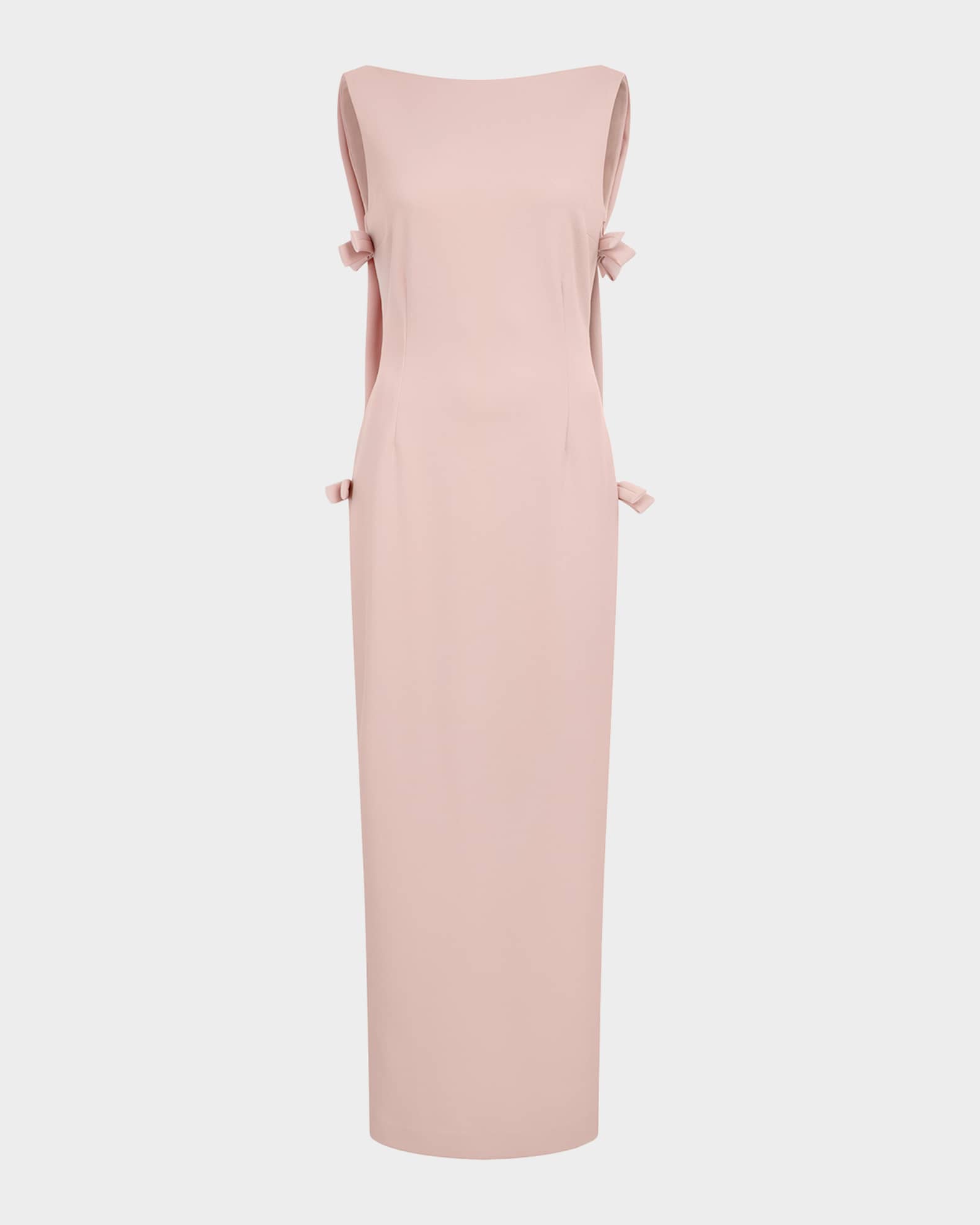 BERNADETTE Colette Bow Low-Back Cape Sleeveless Gown | Neiman Marcus
