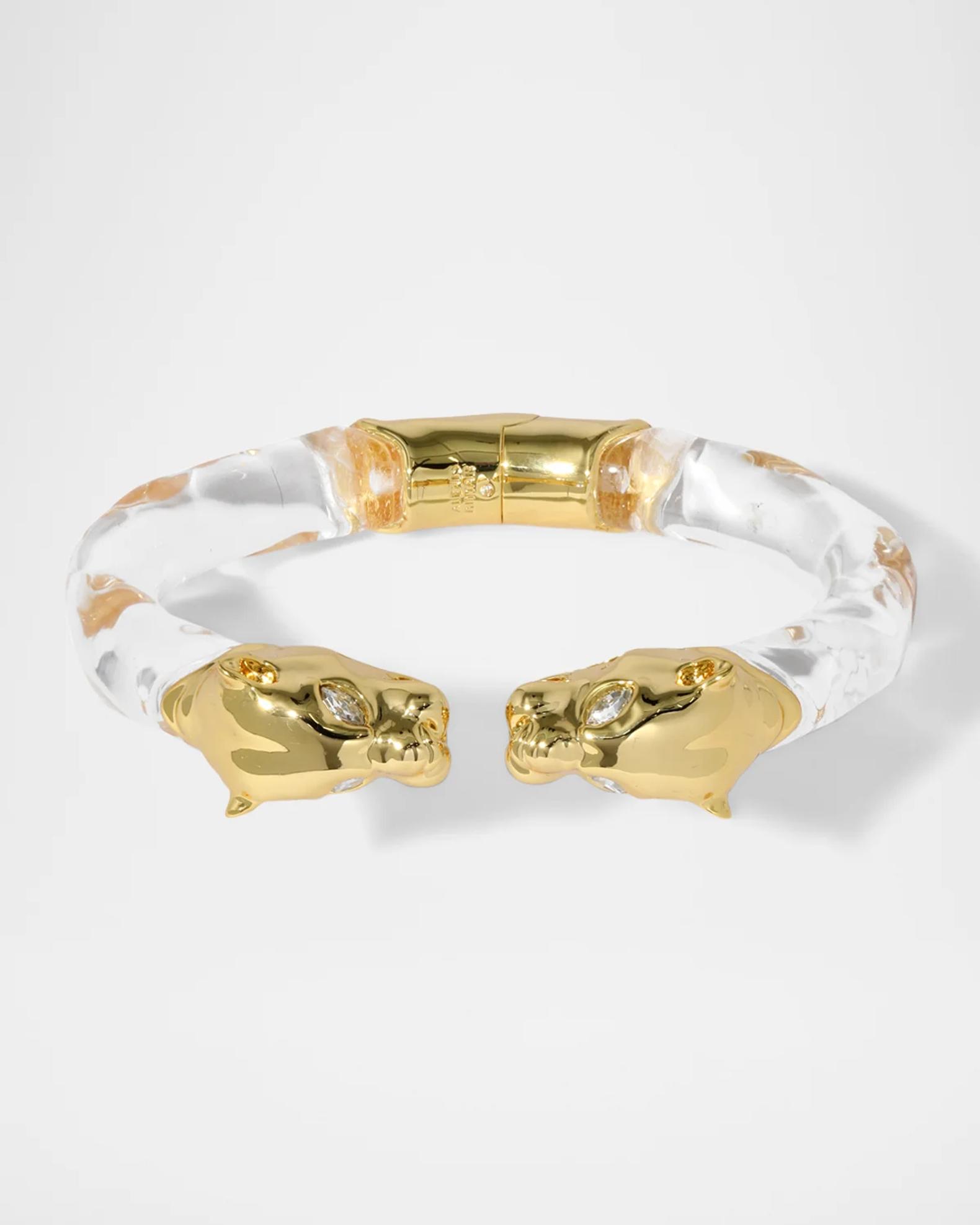 Alexis Bittar Gold Sculpted Crystal Accent Cuff Bracelet Brut Gold Mosaic Wide Cuff Bracelet | Gold Bracelet main image 4
