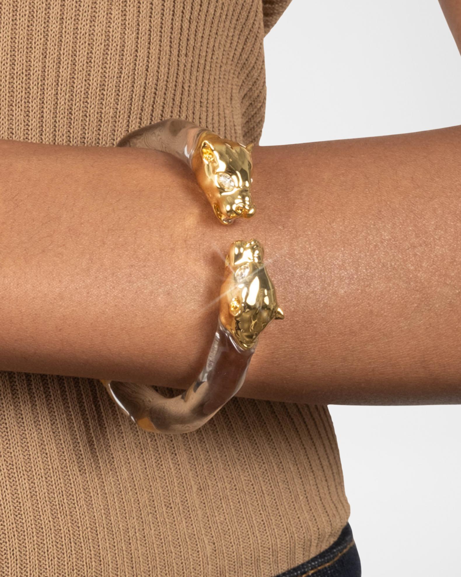 Alexis Bittar Panther Visage Lucite Hinge Cuff Bracelet  display picture 2