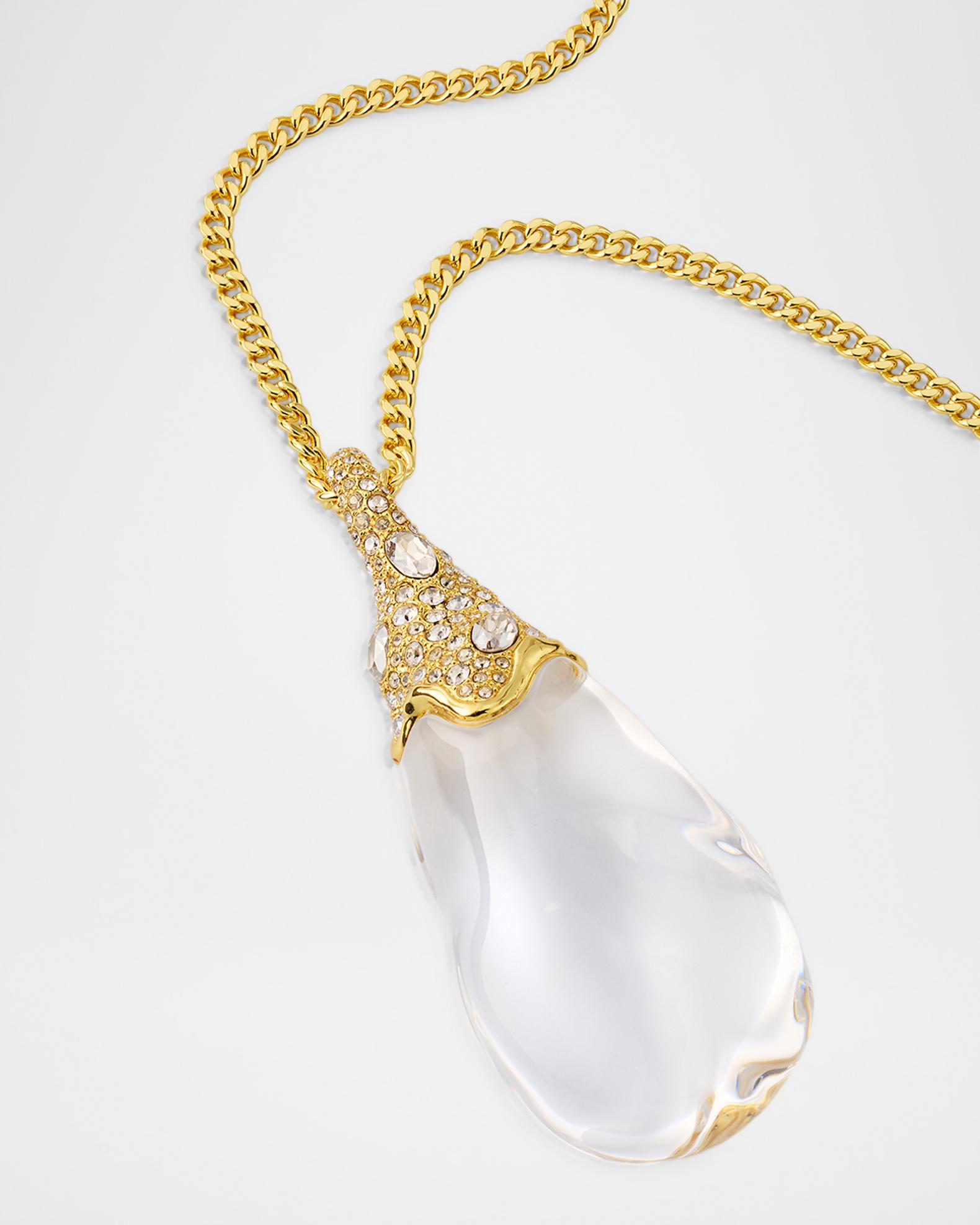 Alexis Bittar Liquid Lucite Crystal Pavé Teardrop Necklace | Neiman Marcus