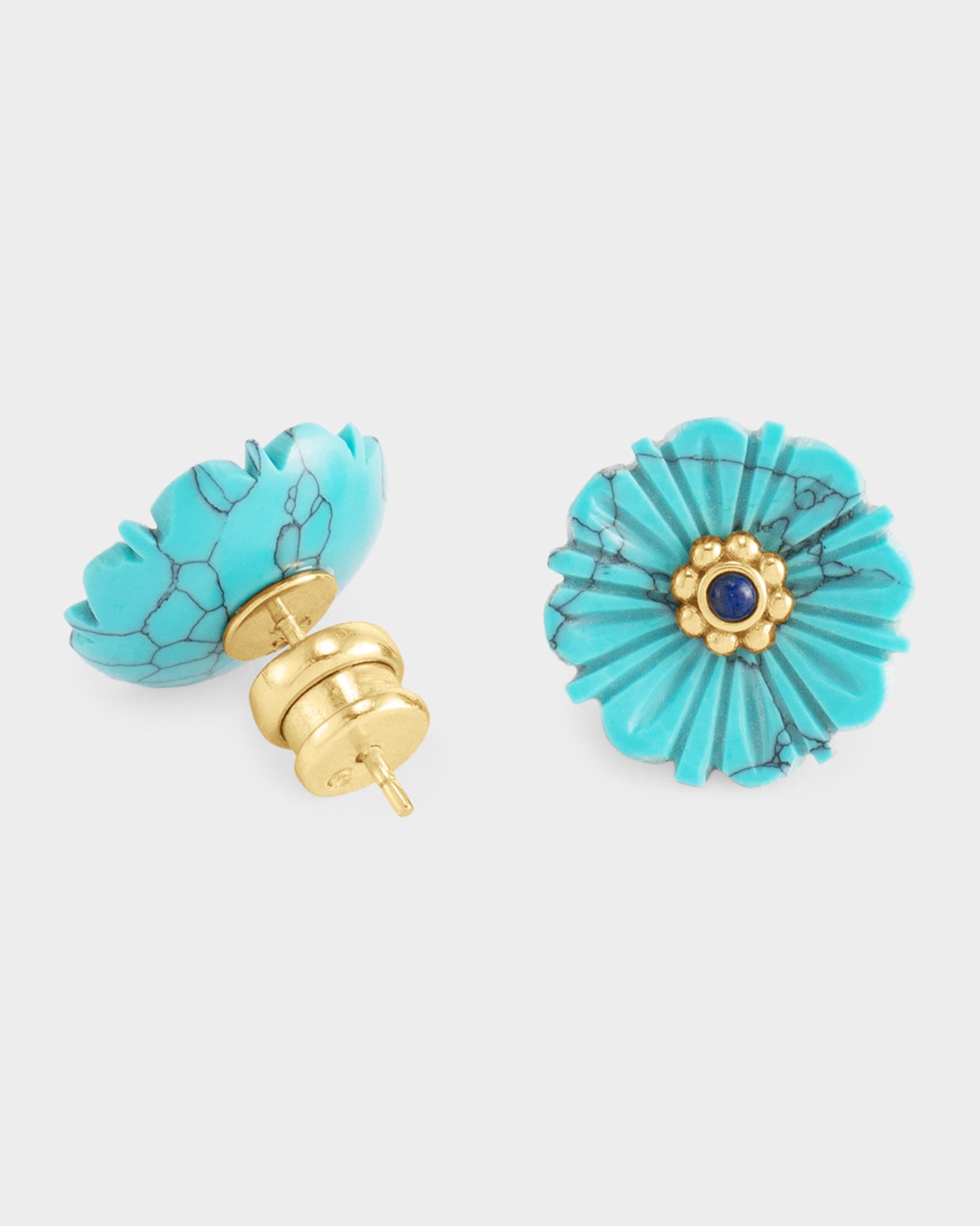 Anabel Aram Jewelry Milos Carved Stone Flower Stud Earrings, Turquoise ...