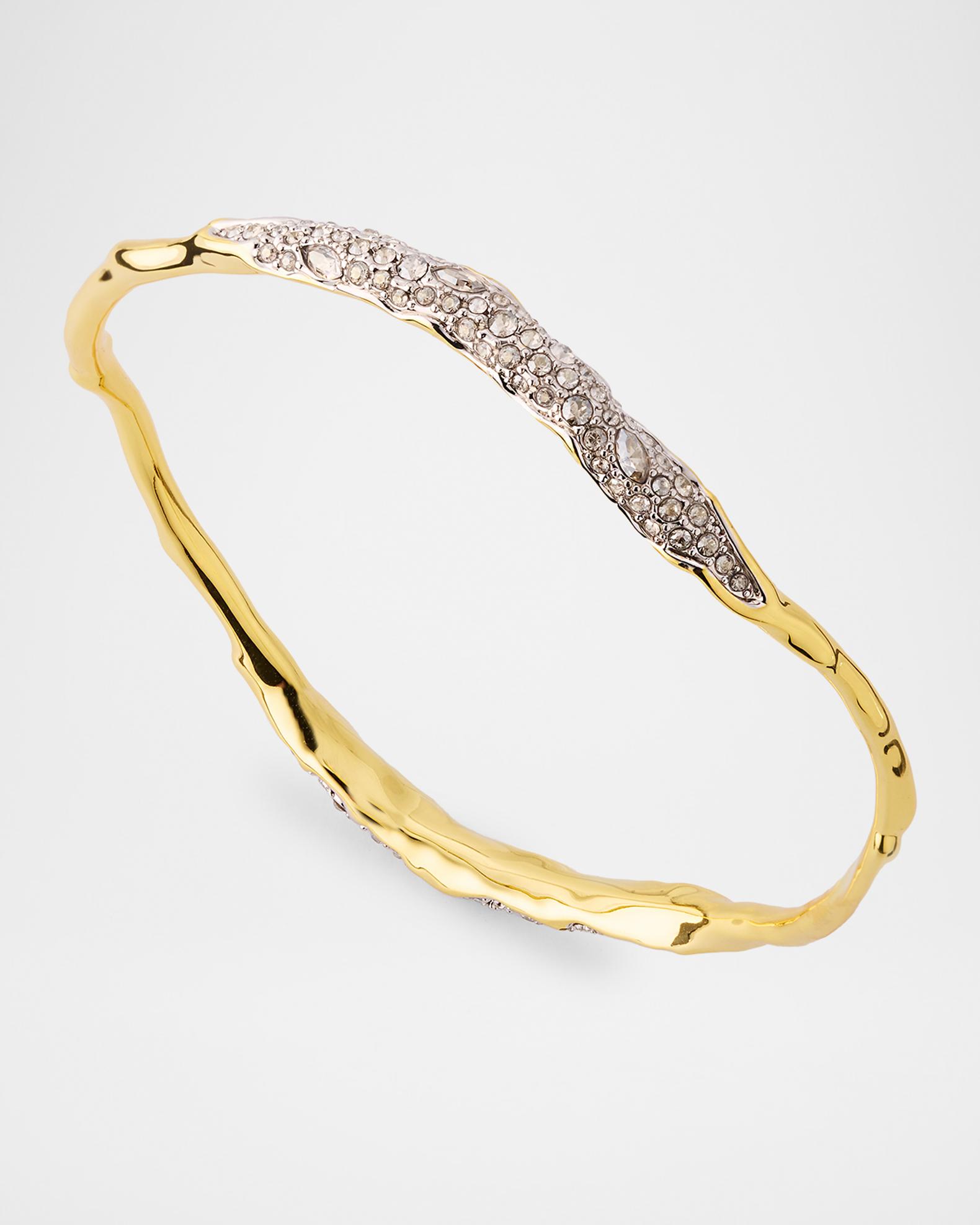 Alexis Bittar Solanales Gold Crystal Skinny Bangle Bracelet
