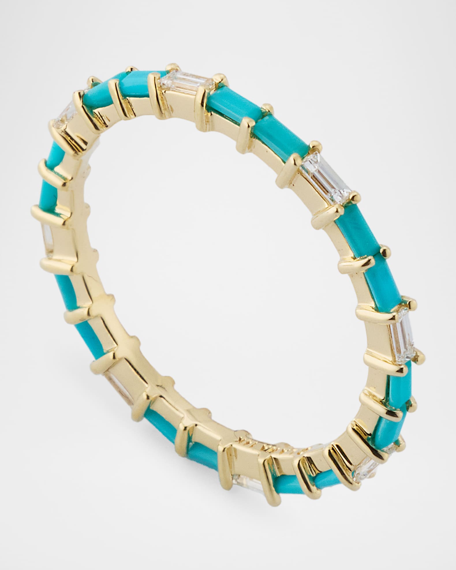 LANA 14K Turquoise and Diamond Baguette Stackable Ring, Size 7 | Neiman ...