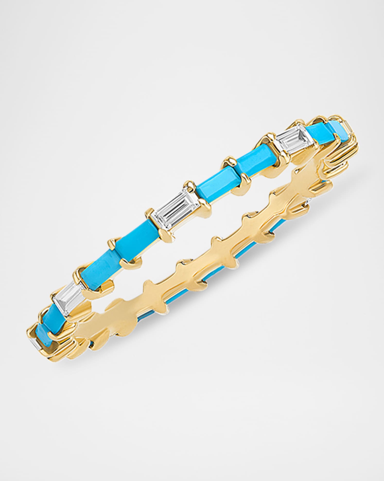 LANA 14K Turquoise and Diamond Baguette Stackable Ring, Size 7 | Neiman ...