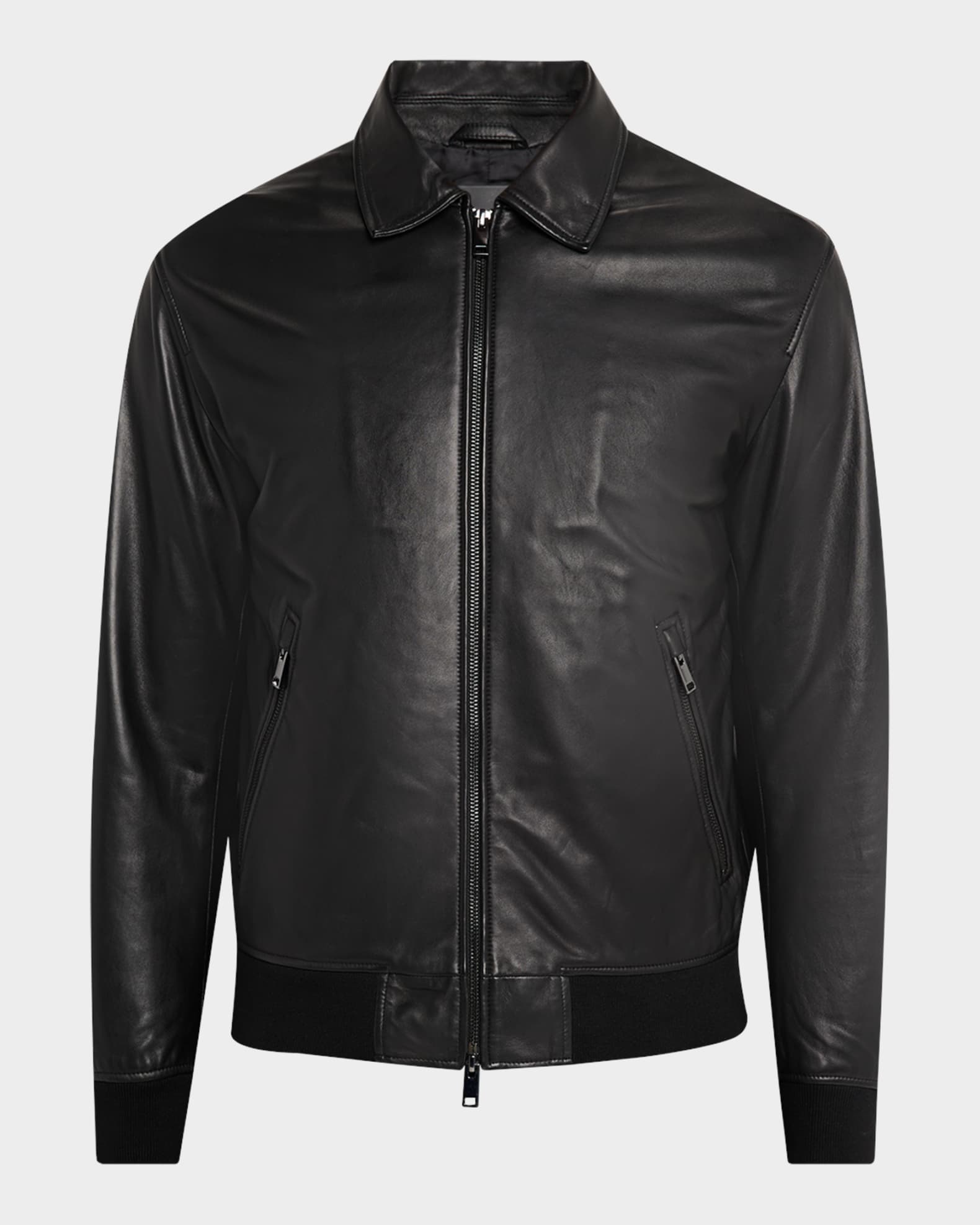 Theory Men's Wyatt Full-Zip Leather Jacket | Neiman Marcus