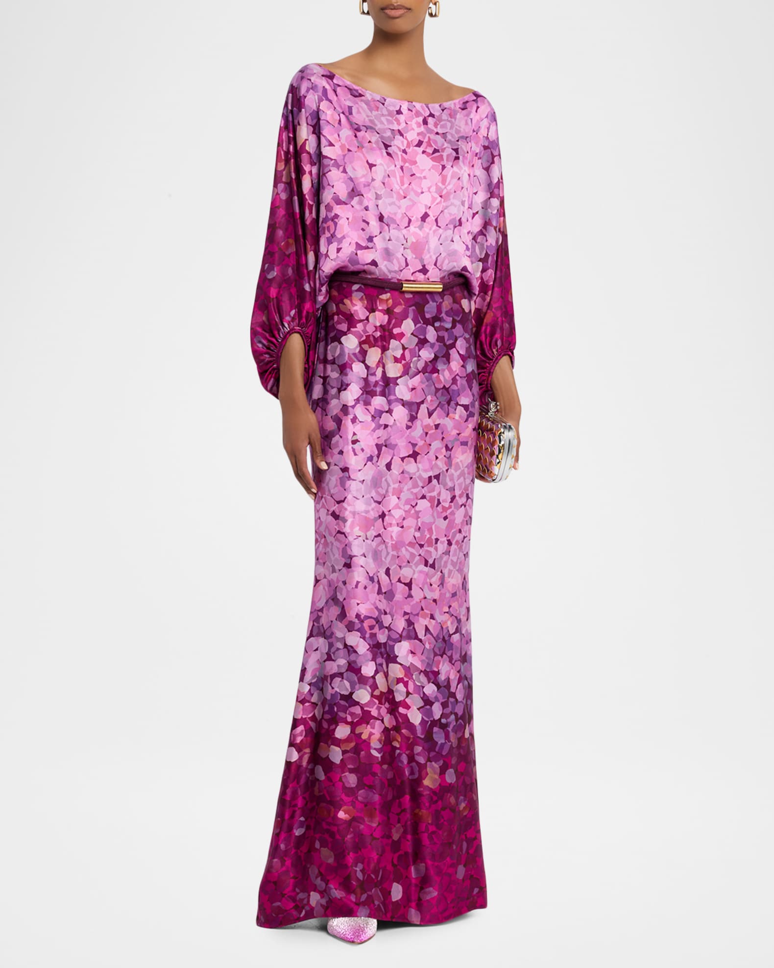Silvia Tcherassi Lorella Off-The-Shoulder Degrade Abstract-Print Maxi Dress  | Neiman Marcus
