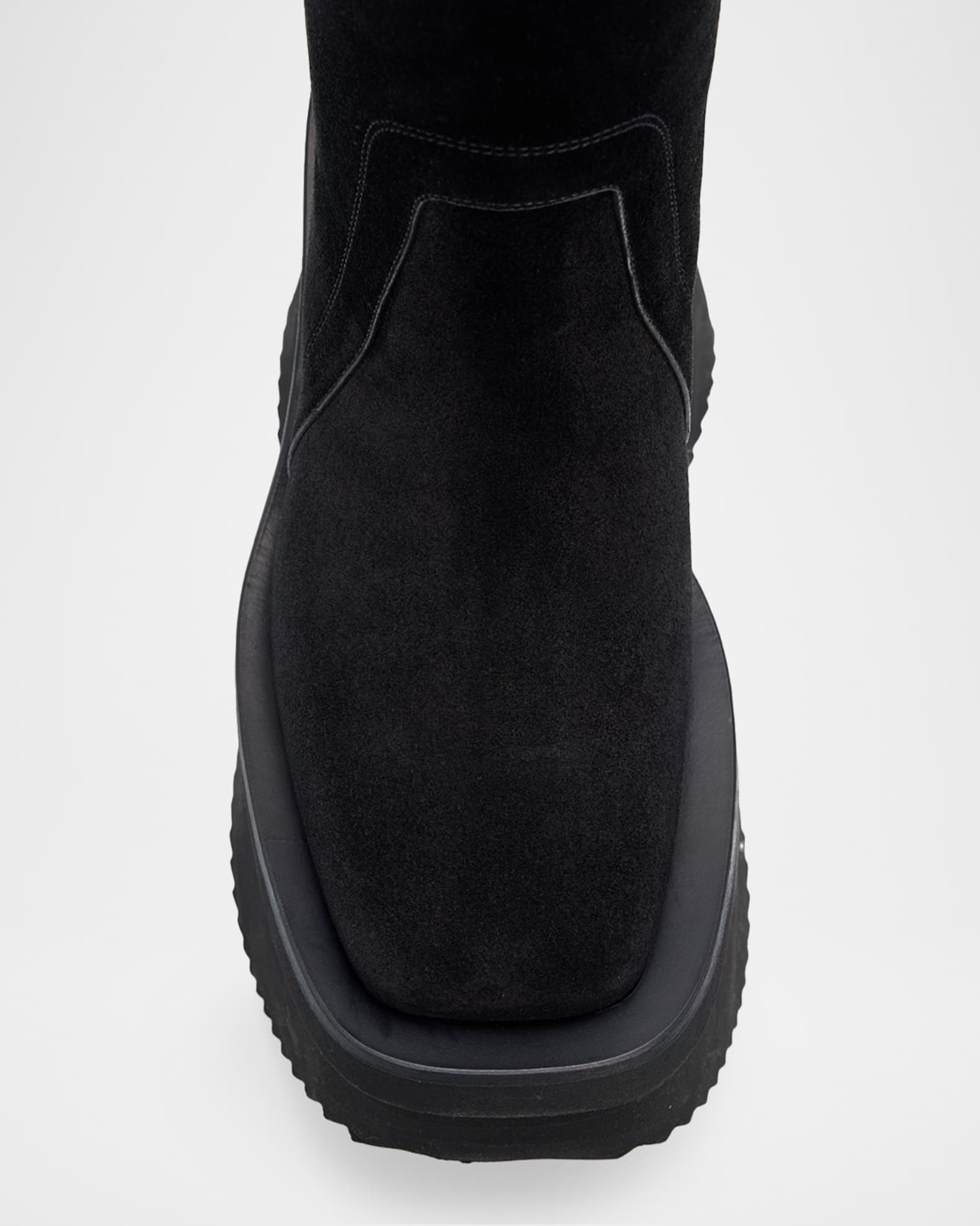 Rick Owens Factory Suede Platform Mid-Calf Boots | Neiman Marcus