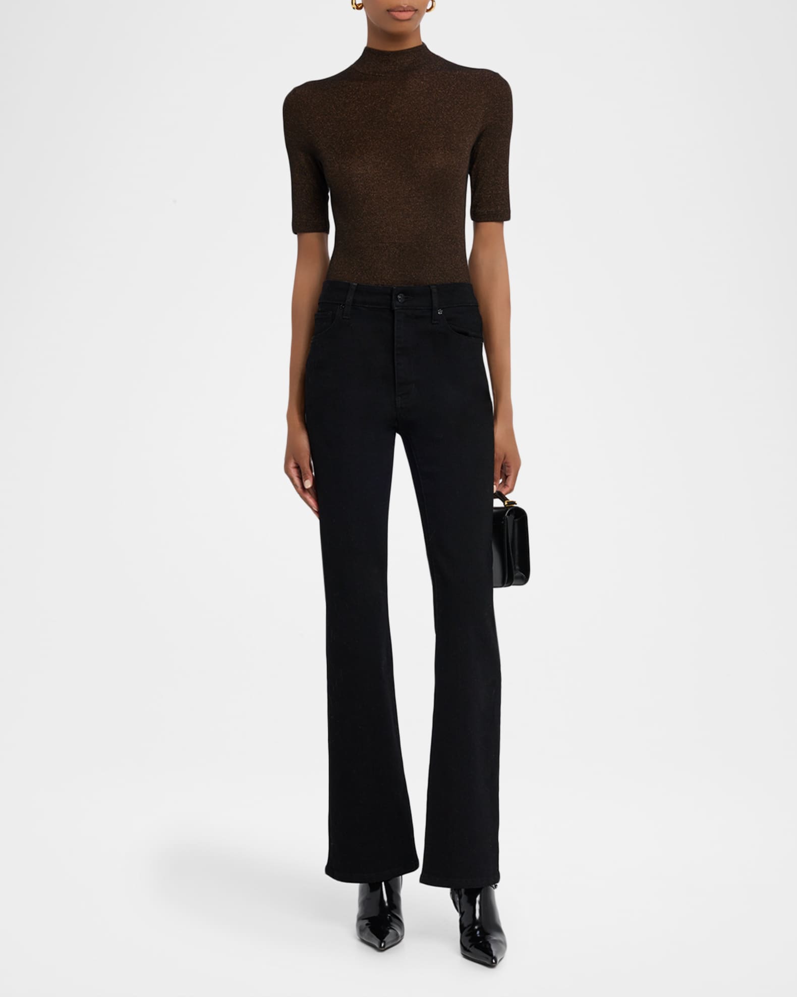 FRAME The Lurex Mock-Neck Top | Neiman Marcus