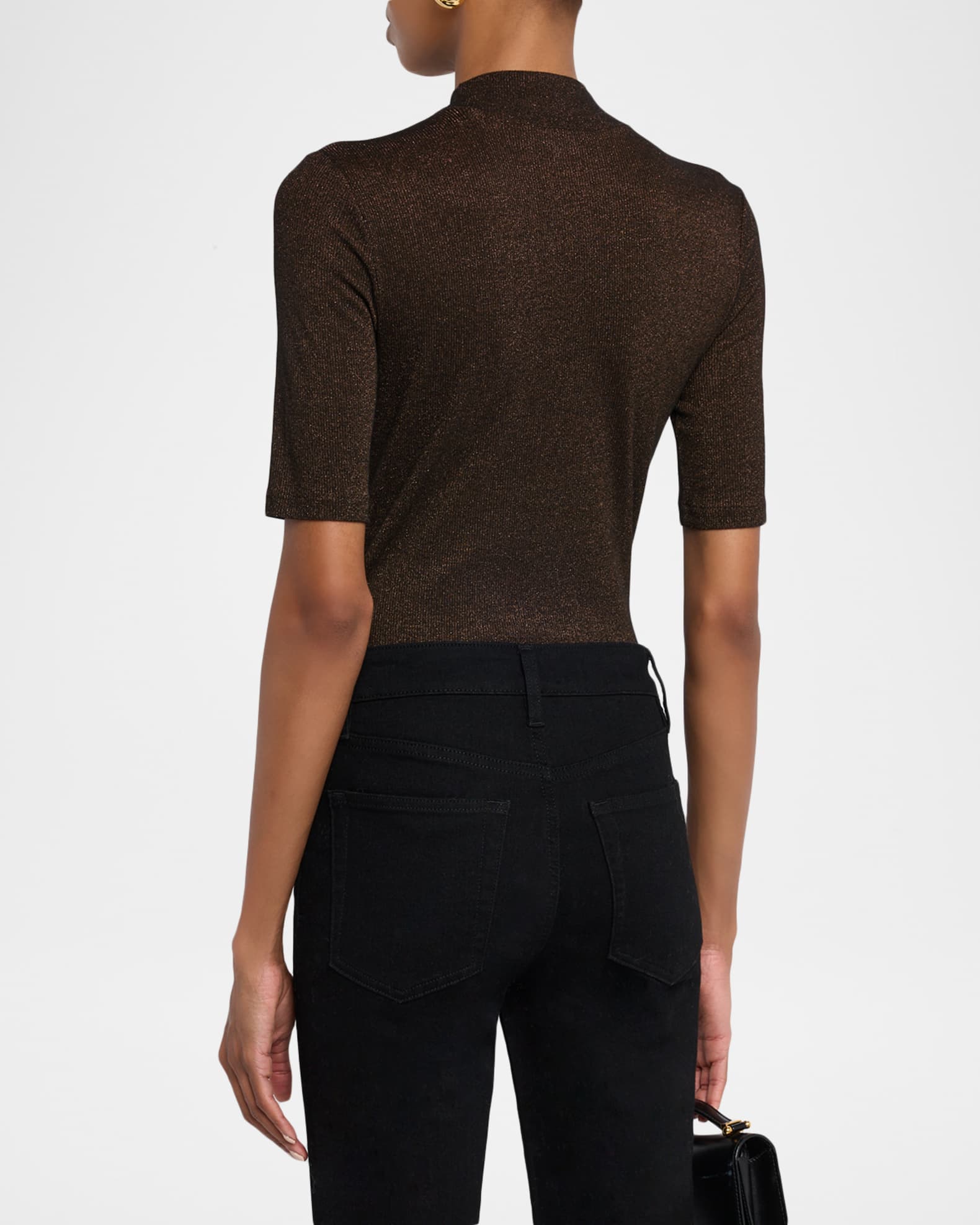 FRAME The Lurex Mock-Neck Top | Neiman Marcus