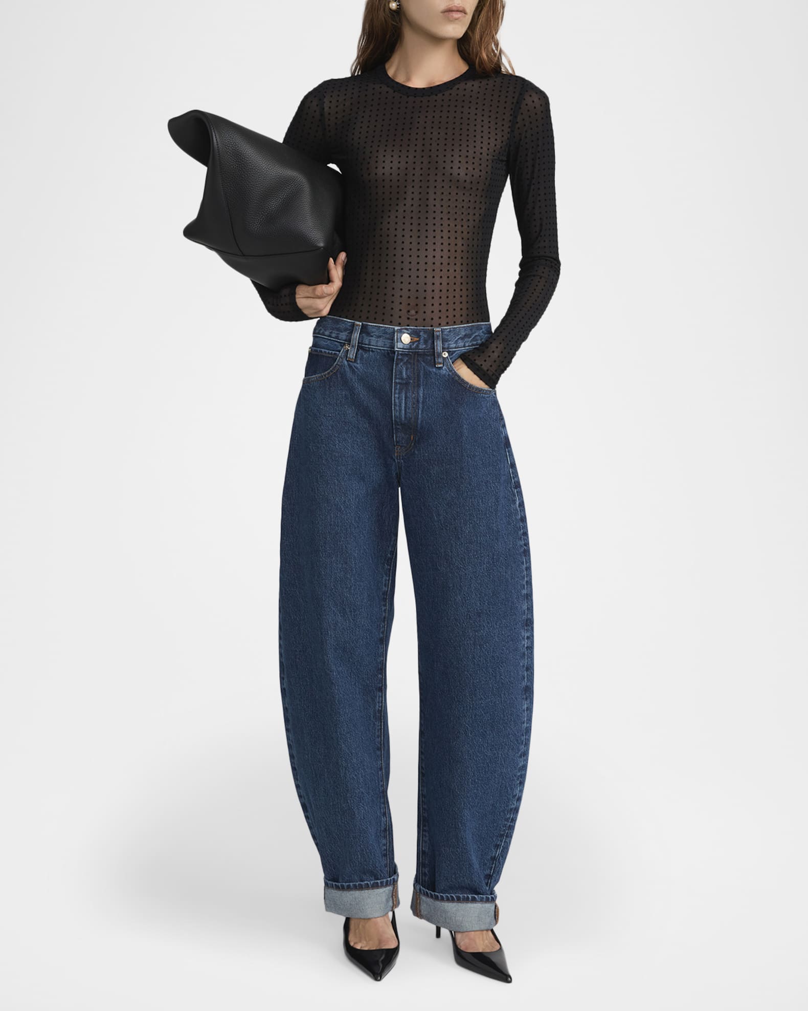 FRAME The Mesh Polka Dot Top | Neiman Marcus