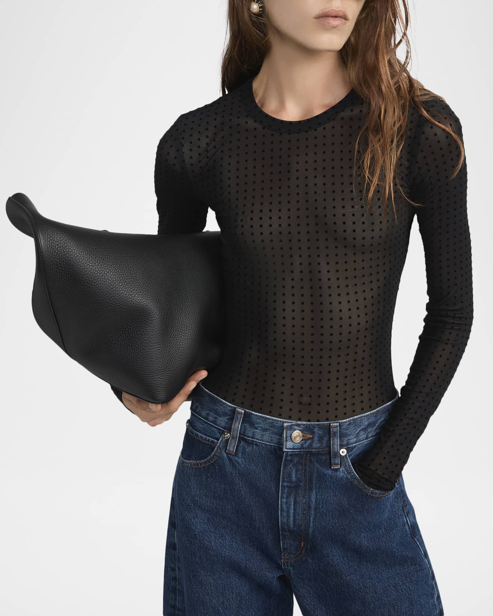 トップス room306 Random Dot Volume Tops FRAME The Mesh Polka Dot Top | Neiman Marcus