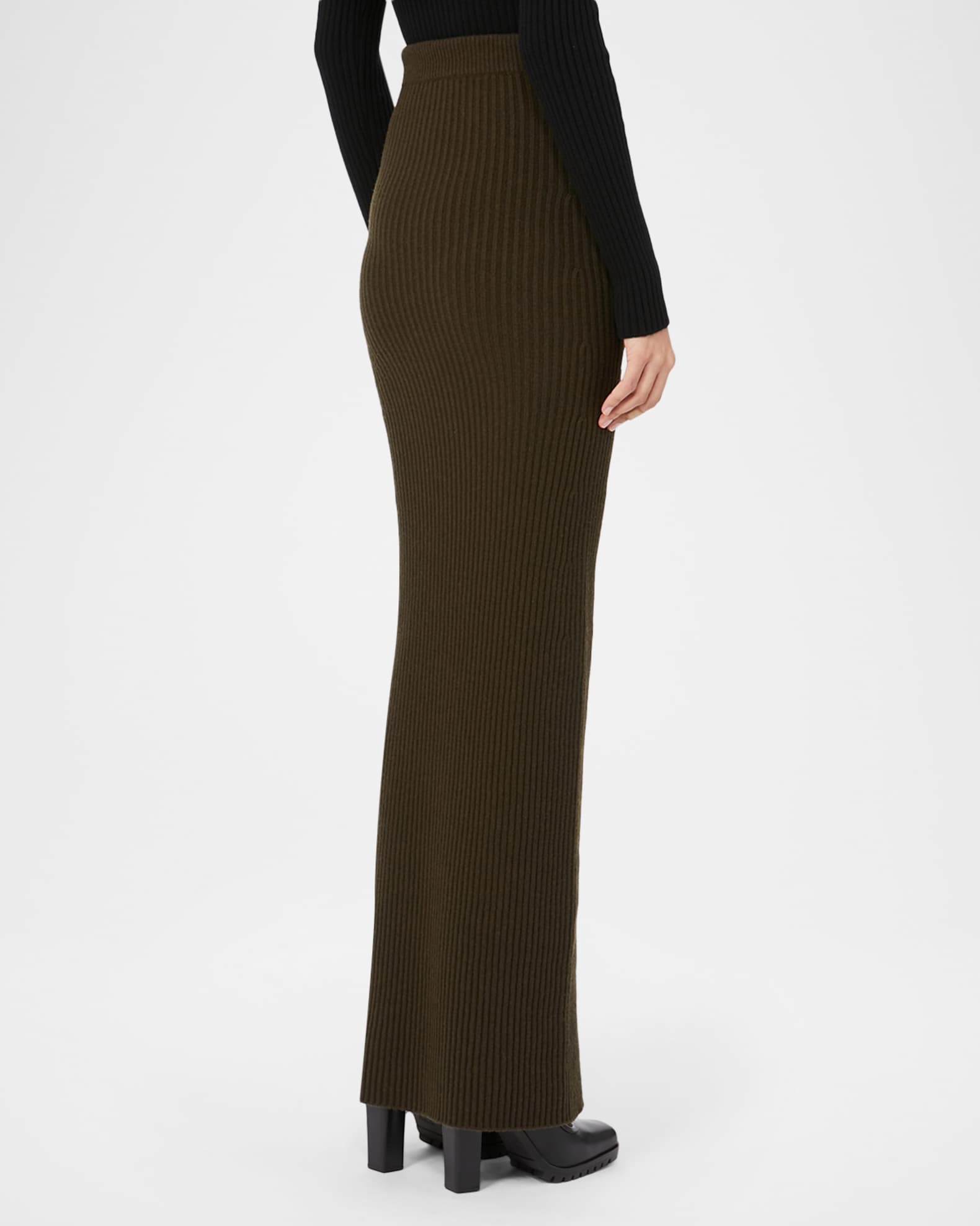 Max Mara Ribbed Wool-Cashmere Maxi Pencil Skirt | Neiman Marcus