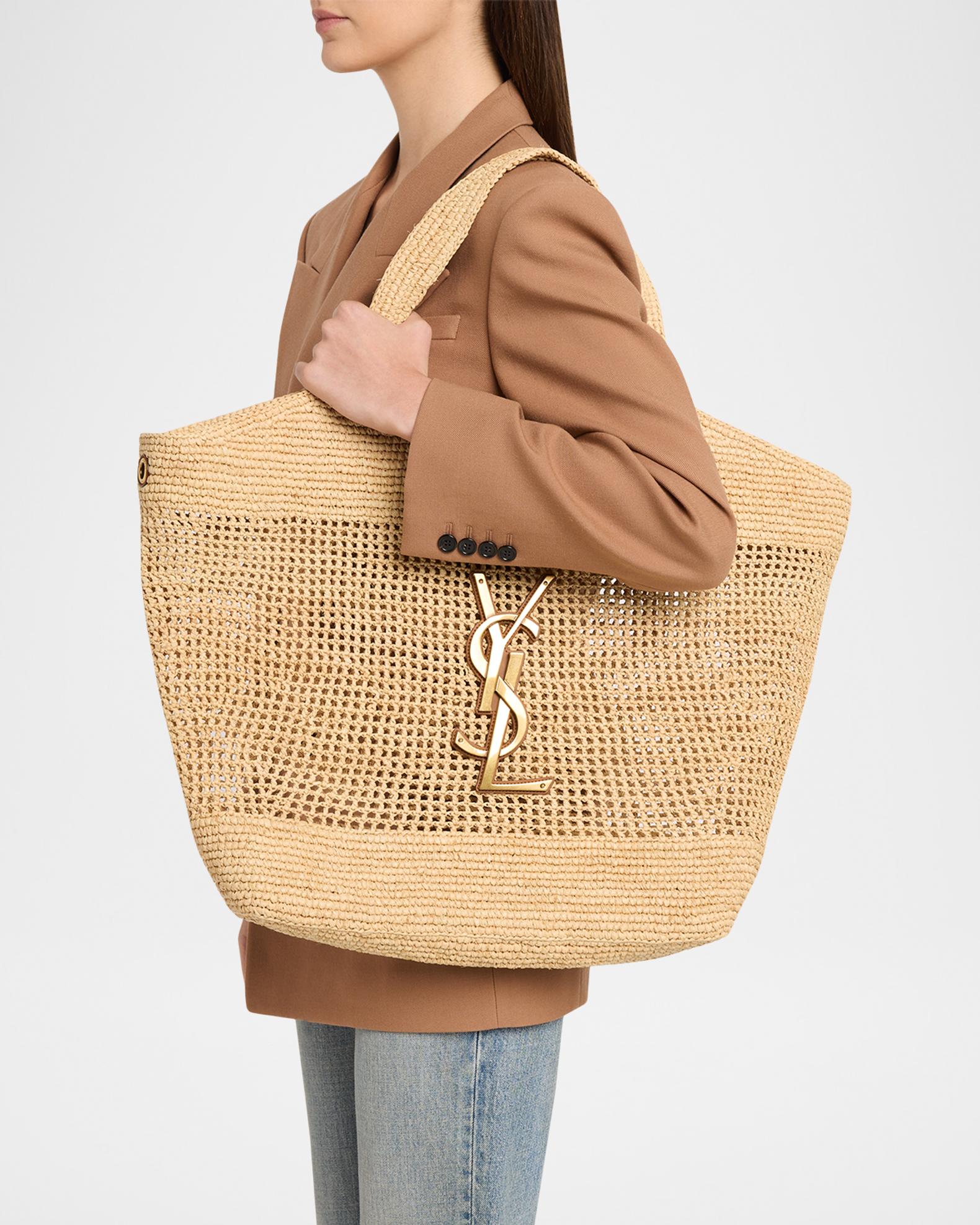 Saint Laurent Icare YSL Raffia Tote Bag | Neiman Marcus
