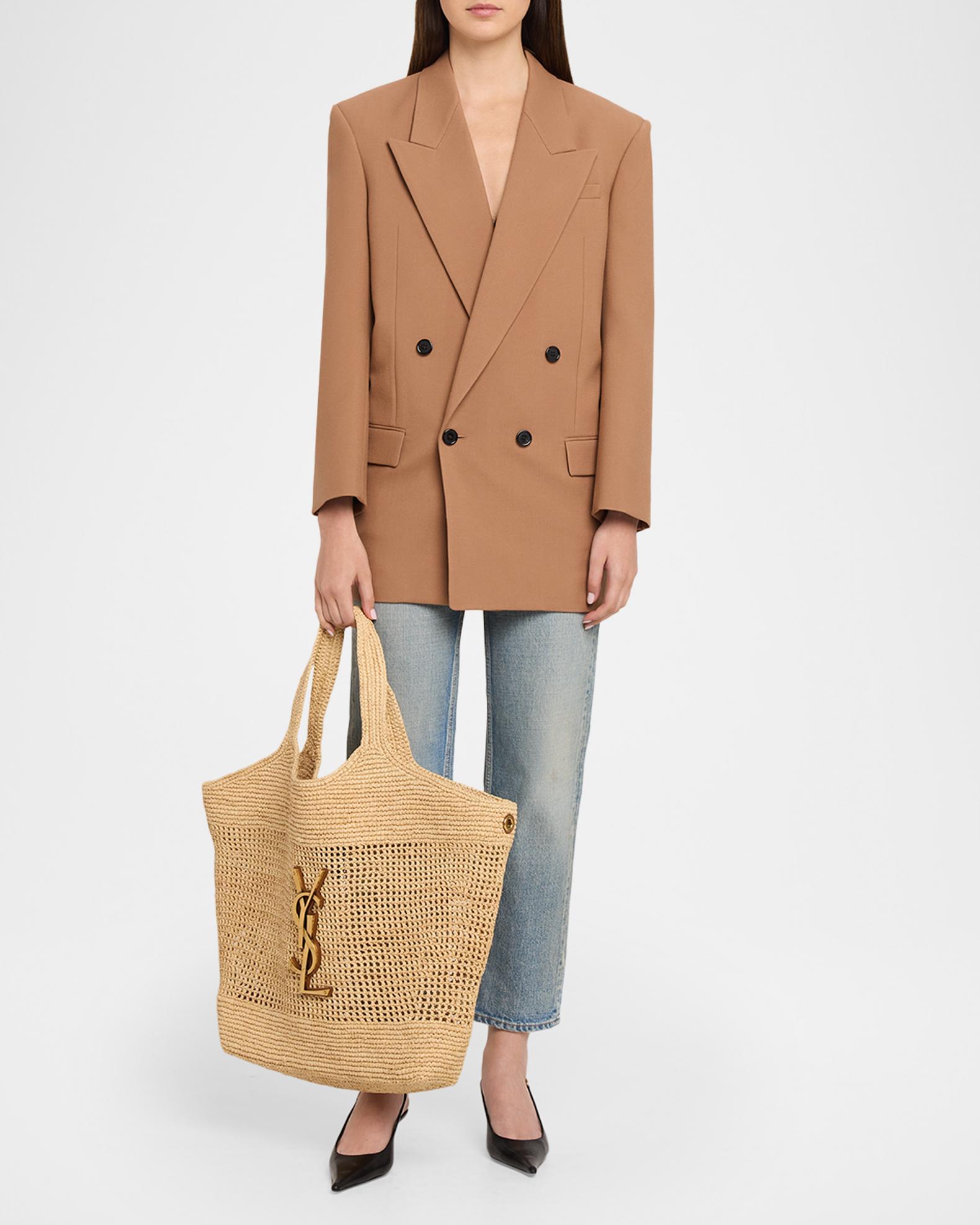 Saint Laurent Icare YSL Raffia Tote Bag | Neiman Marcus