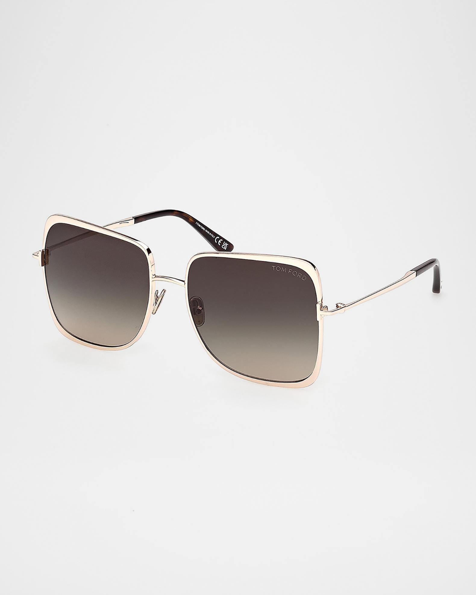 TOM FORD Chloe 52mm Metal Square Sunglasses | Neiman Marcus display picture 3