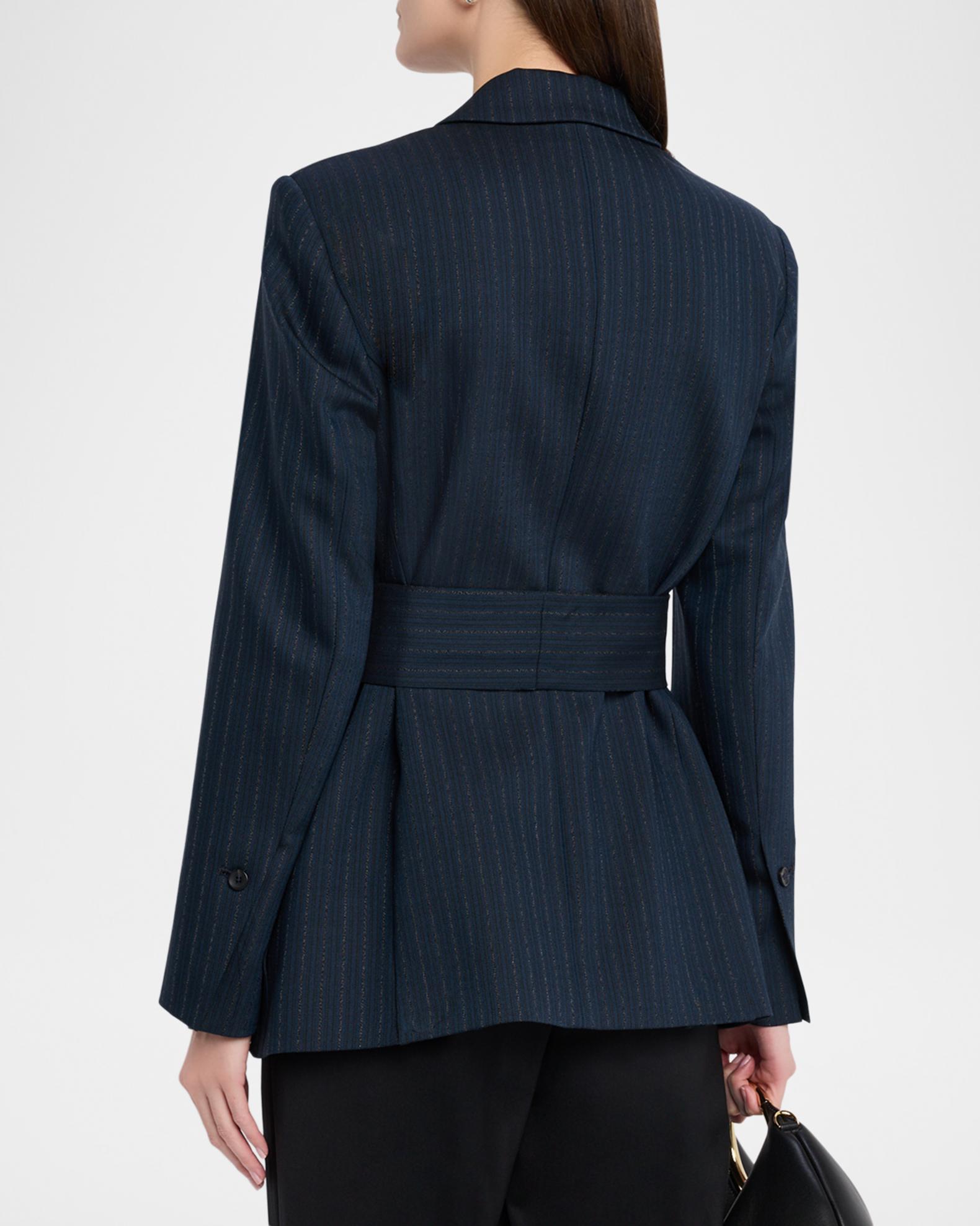 TWP Delancey Striped Stretch Wool Wrap Blazer | Neiman Marcus