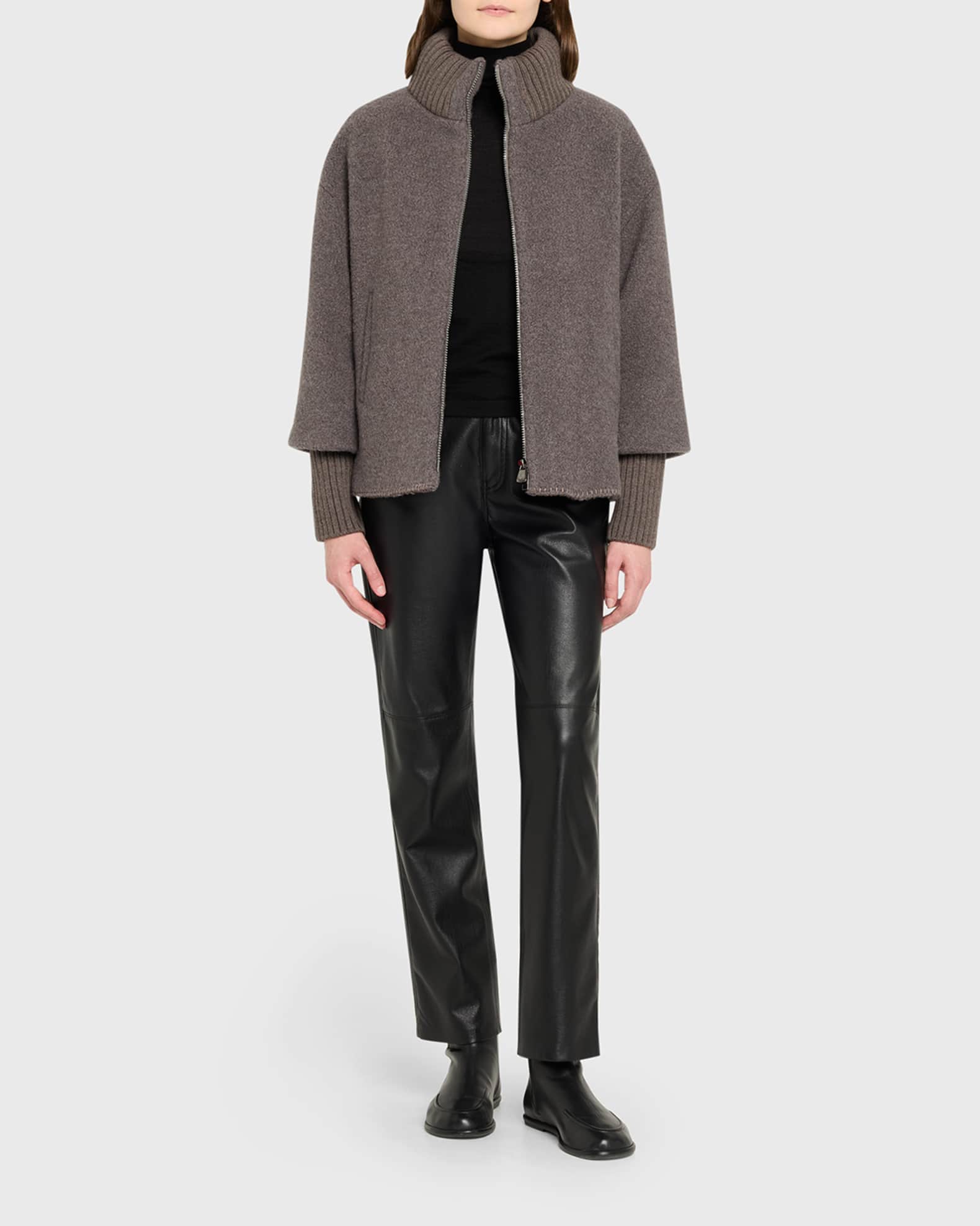 Cinzia Rocca Alpaca Bouclé Jacket with Knitted Inserts | Neiman Marcus