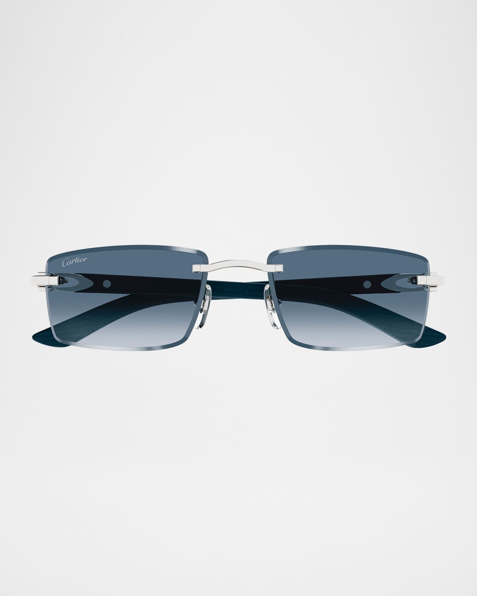 fnhasa Cartier Cartier Men's Rimless Metal C-Hinge Rectangle Sunglasses | Neiman