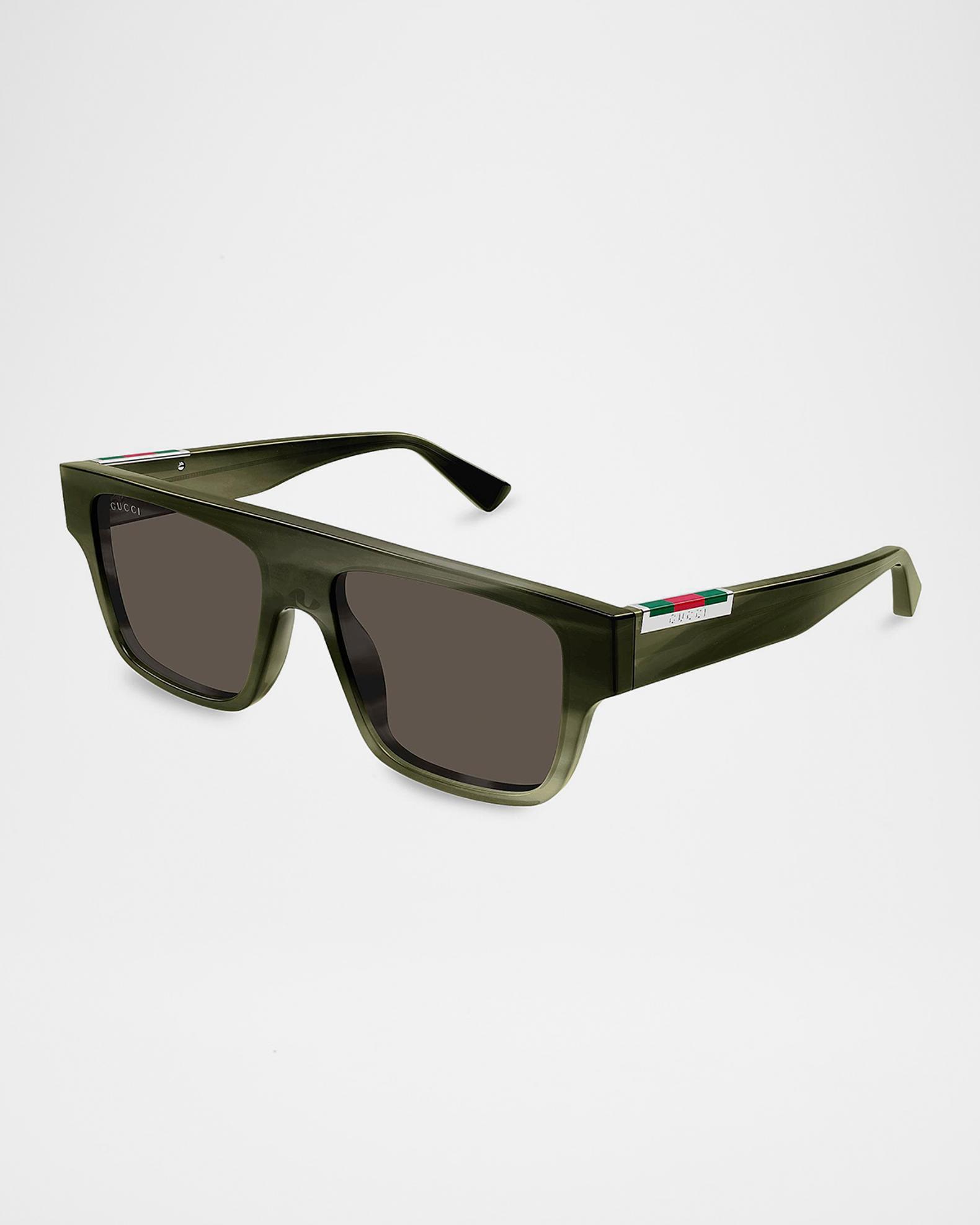Gucci Men's Subtle Web 53mm Square Acetate Sunglasses | Neiman Marcus