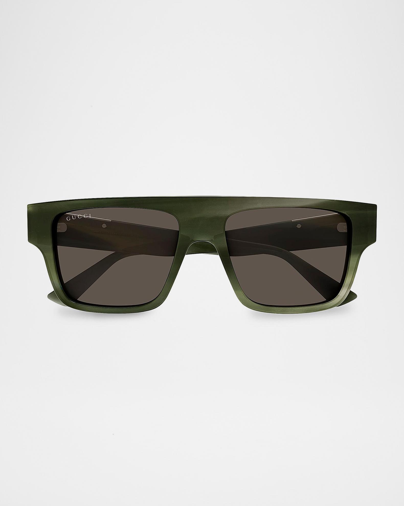 Gucci Men's Subtle Web 53mm Square Acetate Sunglasses | Neiman Marcus