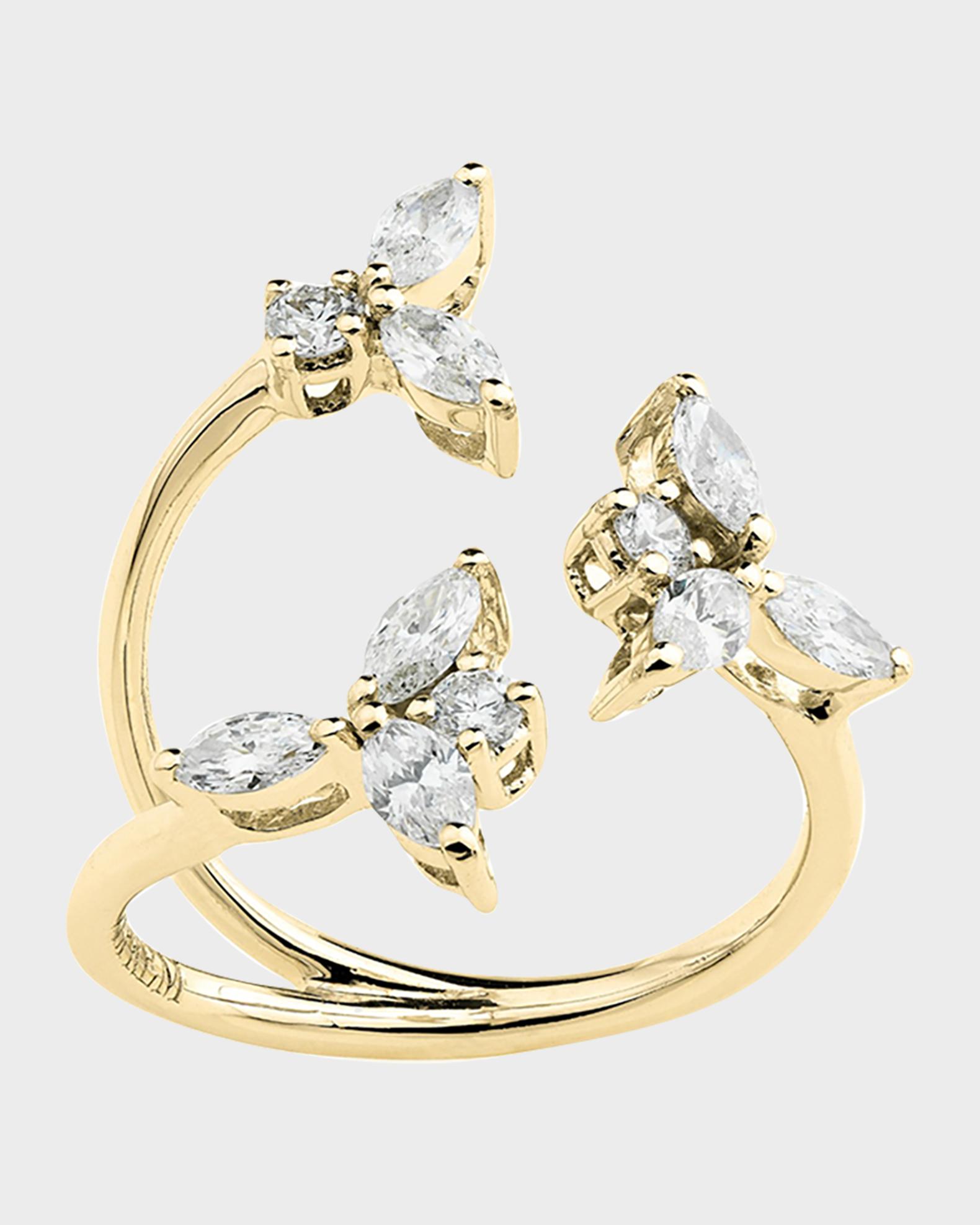 Yeprem 18K Yellow Gold Diamond Y-Conic Snowflake Stackable Ring ...