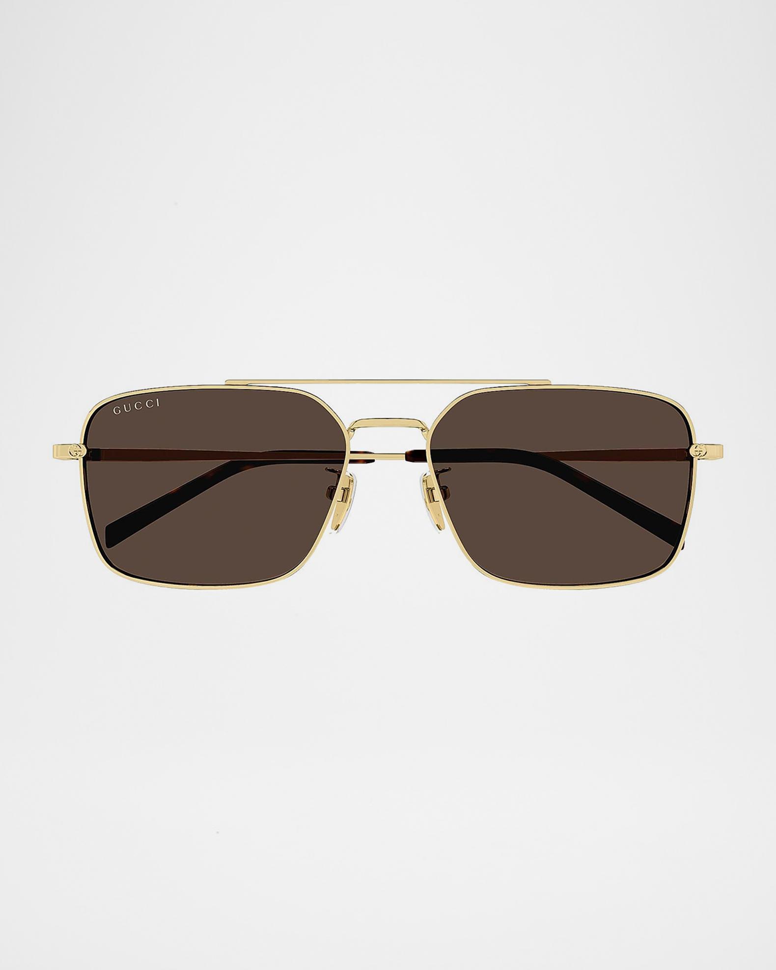 Gucci Men's Petit GG 58mm Metal Navigator Sunglasses | Neiman Marcus