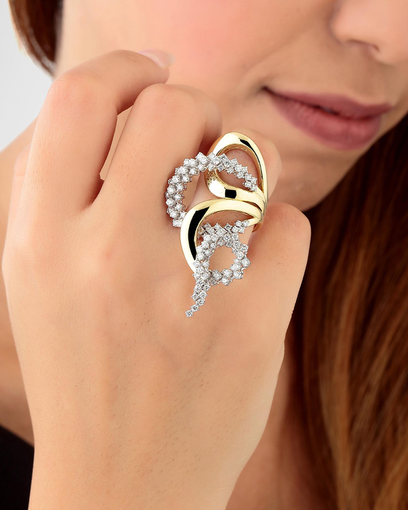 Yeprem 18K Golden Strada Stackable Diamond Ring | Neiman Marcus