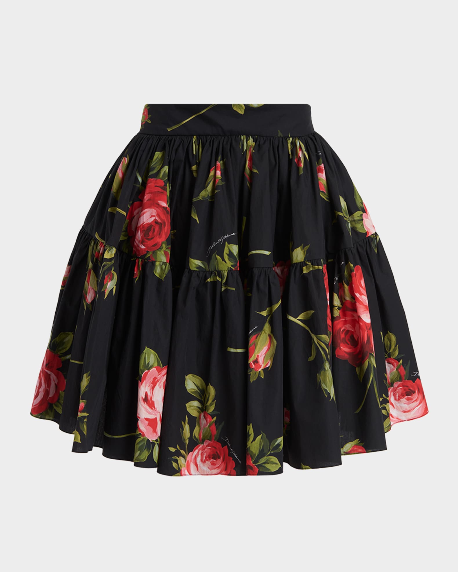 17260✨ドルチェ&ガッバーナ ミニスカート バラ 花柄 フラワープリント Dolce&Gabbana Rose Bouquet-Print Short Skirt | Neiman Marcus