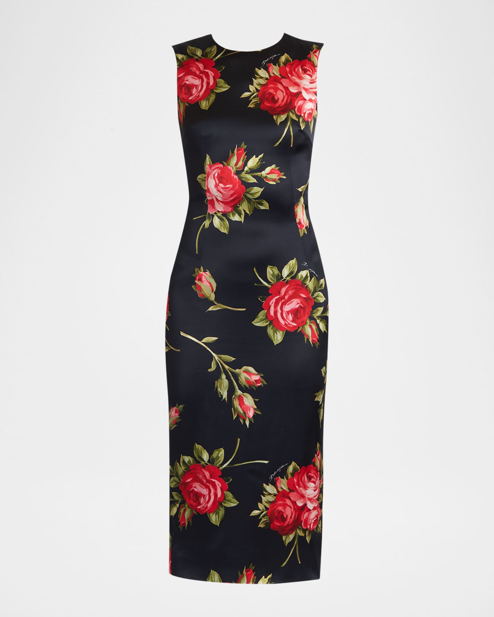 fitted lace wedding dress Dolce & Gabbana Rose Bouquet-Print Midi Dress main image 1
