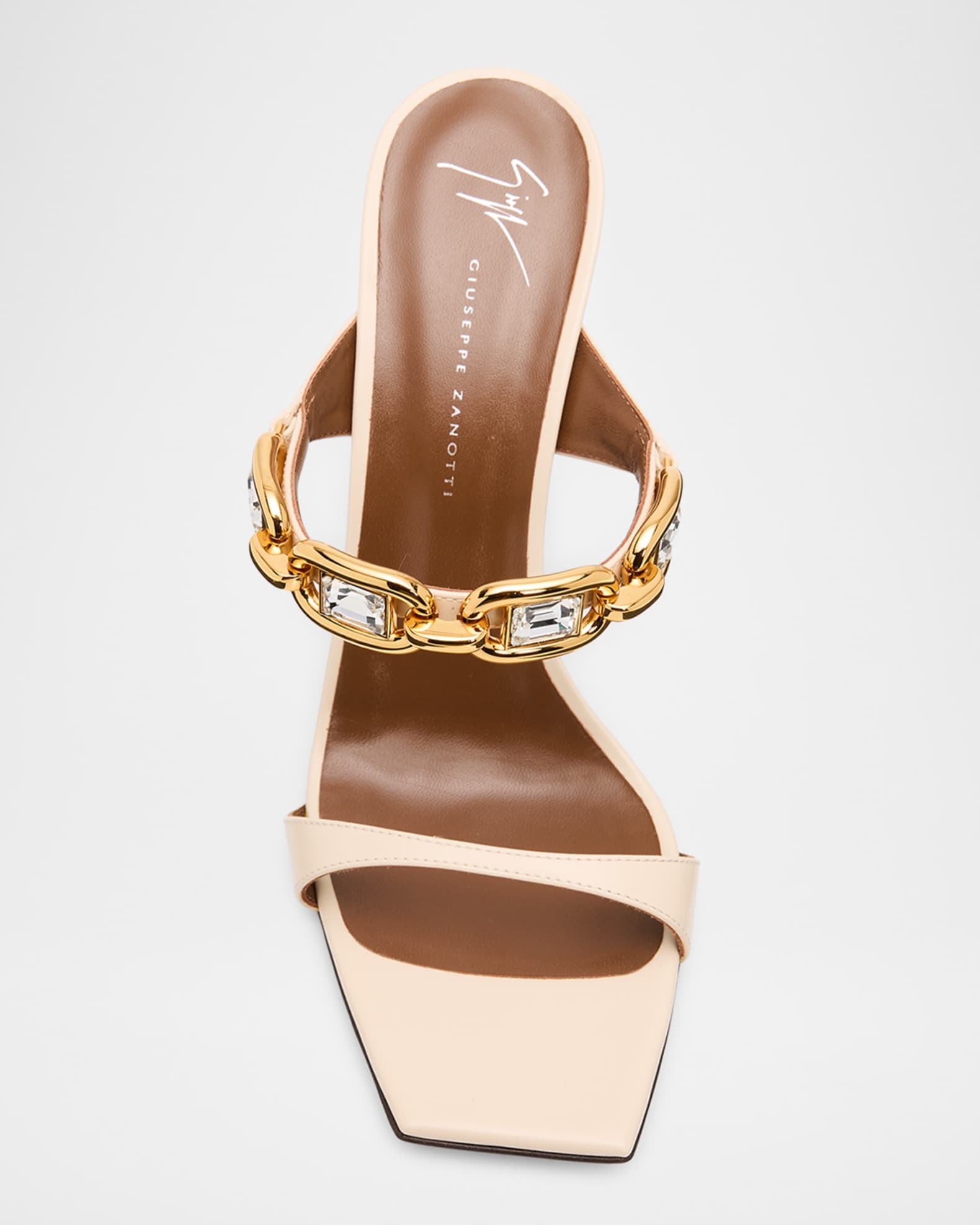 Giuseppe Zanotti ジュゼッペザノッティ ビジューミュール Giuseppe Zanotti 90mm Jewel Metallic Leather Sandals | Neiman Marcus