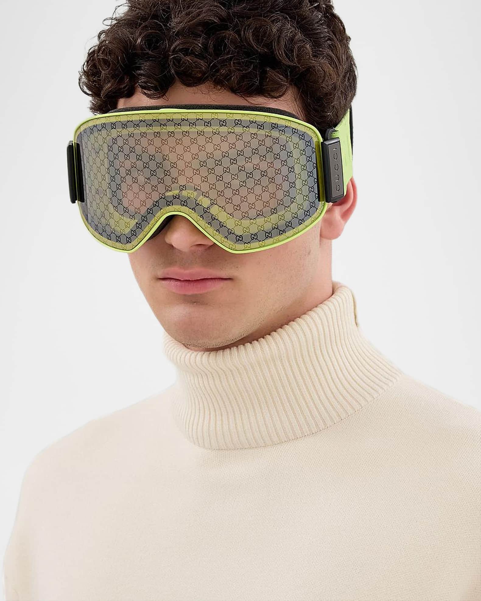 Gucci Men's Ski Mask 99mm Logo-Detail Acetate Goggles | Neiman Marcus