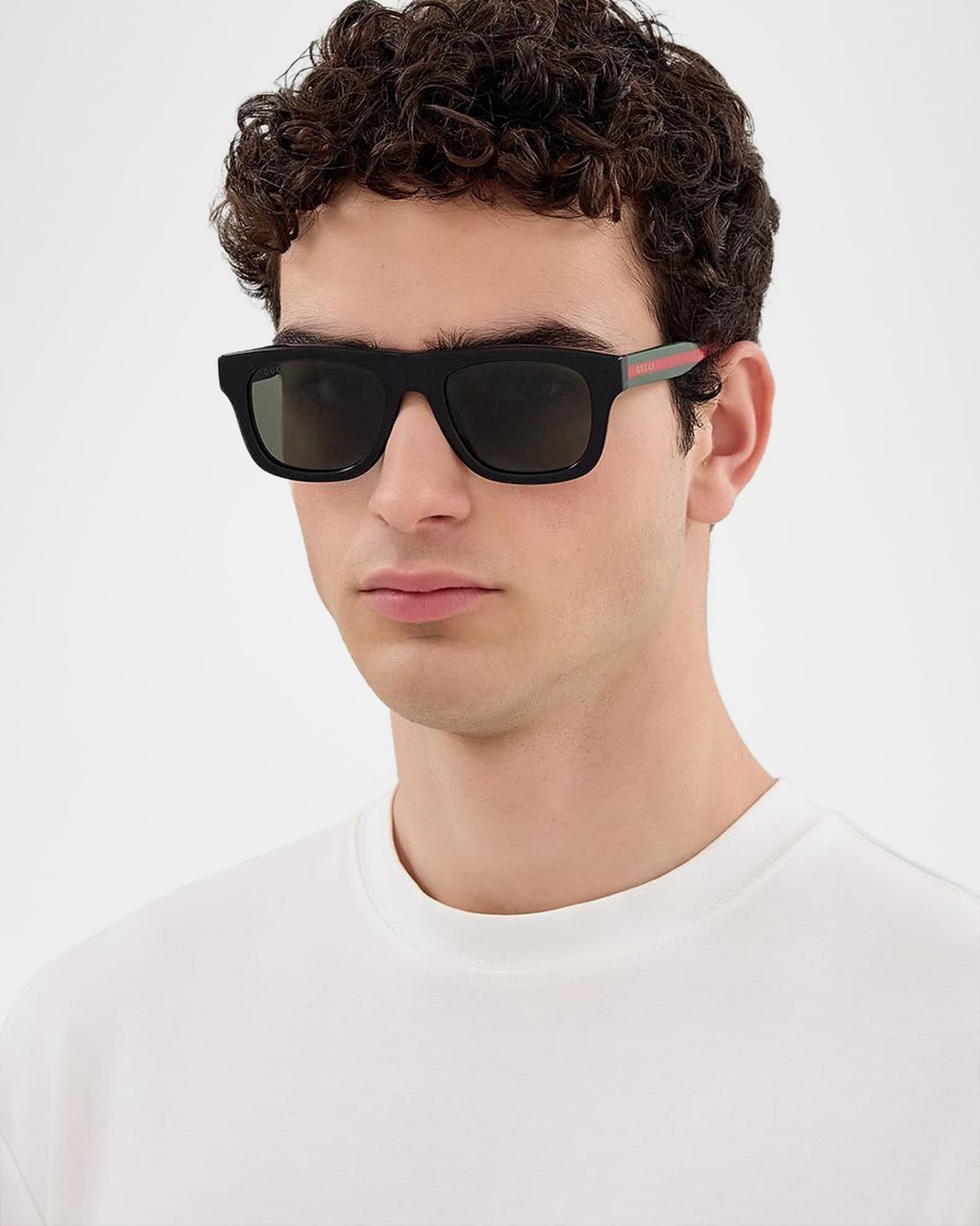 Gucci Men's Gg1991s-001 Acetate Square Flat-Top Sunglasses