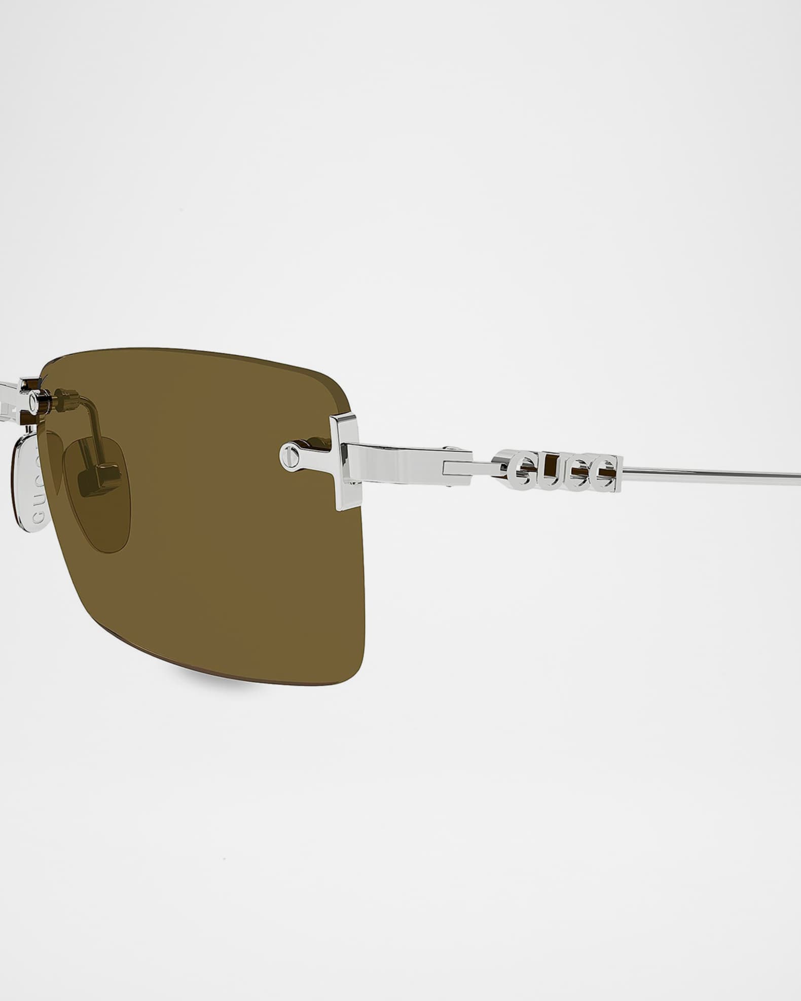 Gucci Men's Gucci Block 56mm Rimless Rectangular Metal Sunglasses