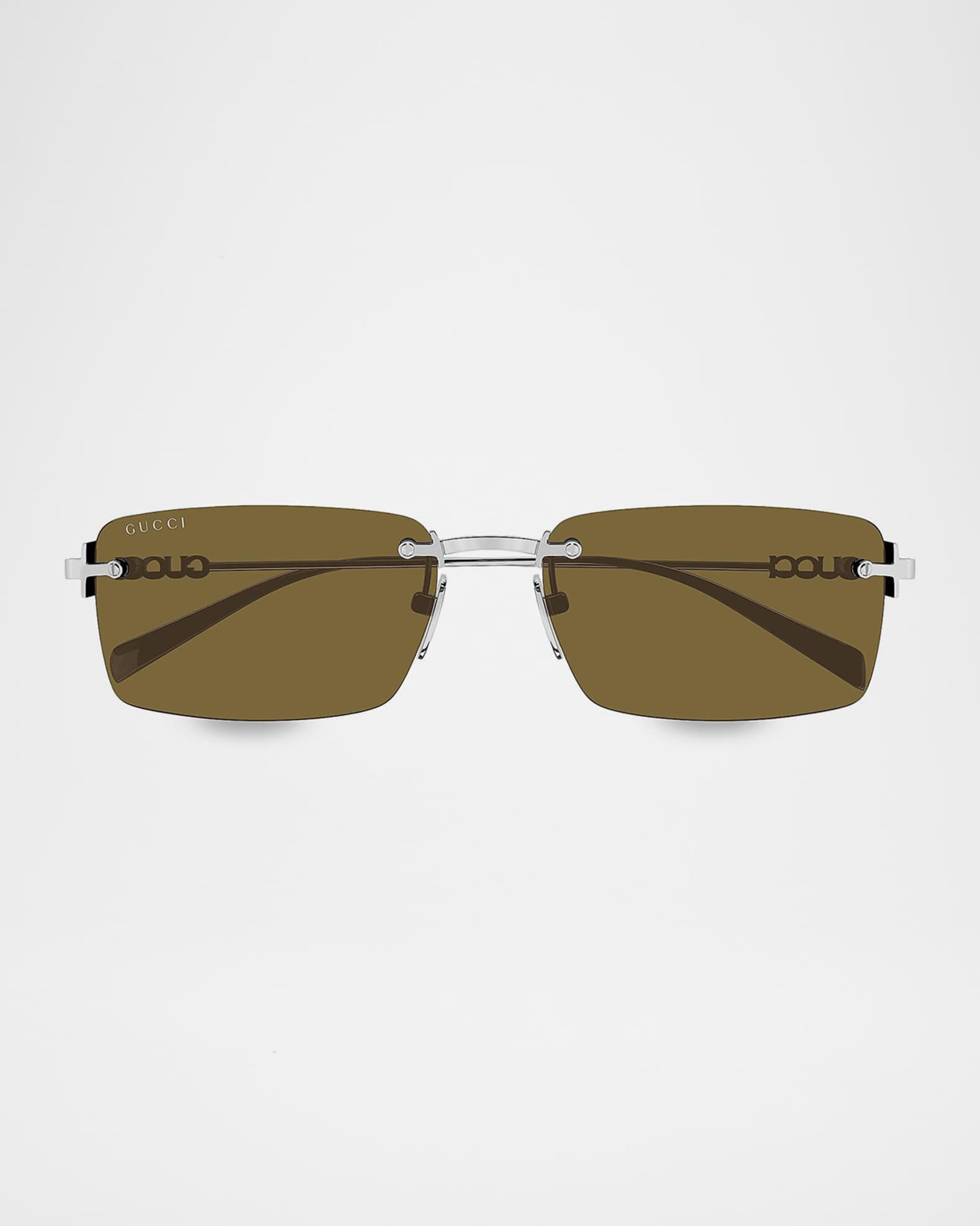 Gucci Men's Gucci Block 56mm Rimless Rectangular Metal Sunglasses
