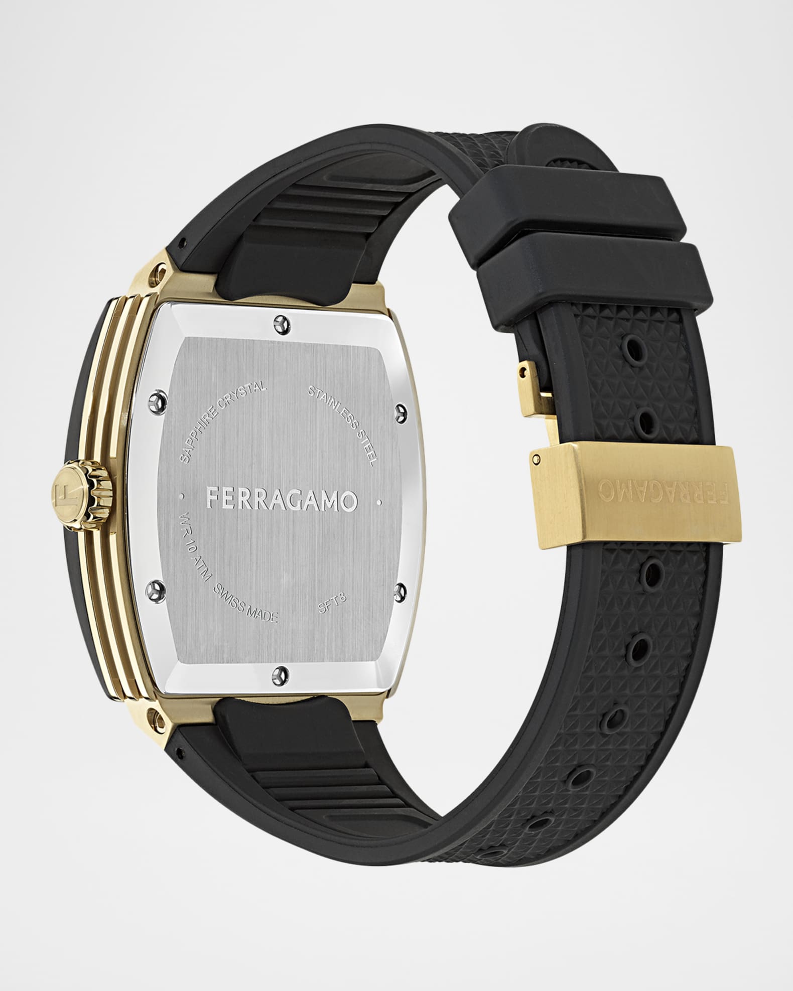 Ferragamo Men's F80 42mm IP Yellow Gold PU-Strap Watch | Neiman Marcus