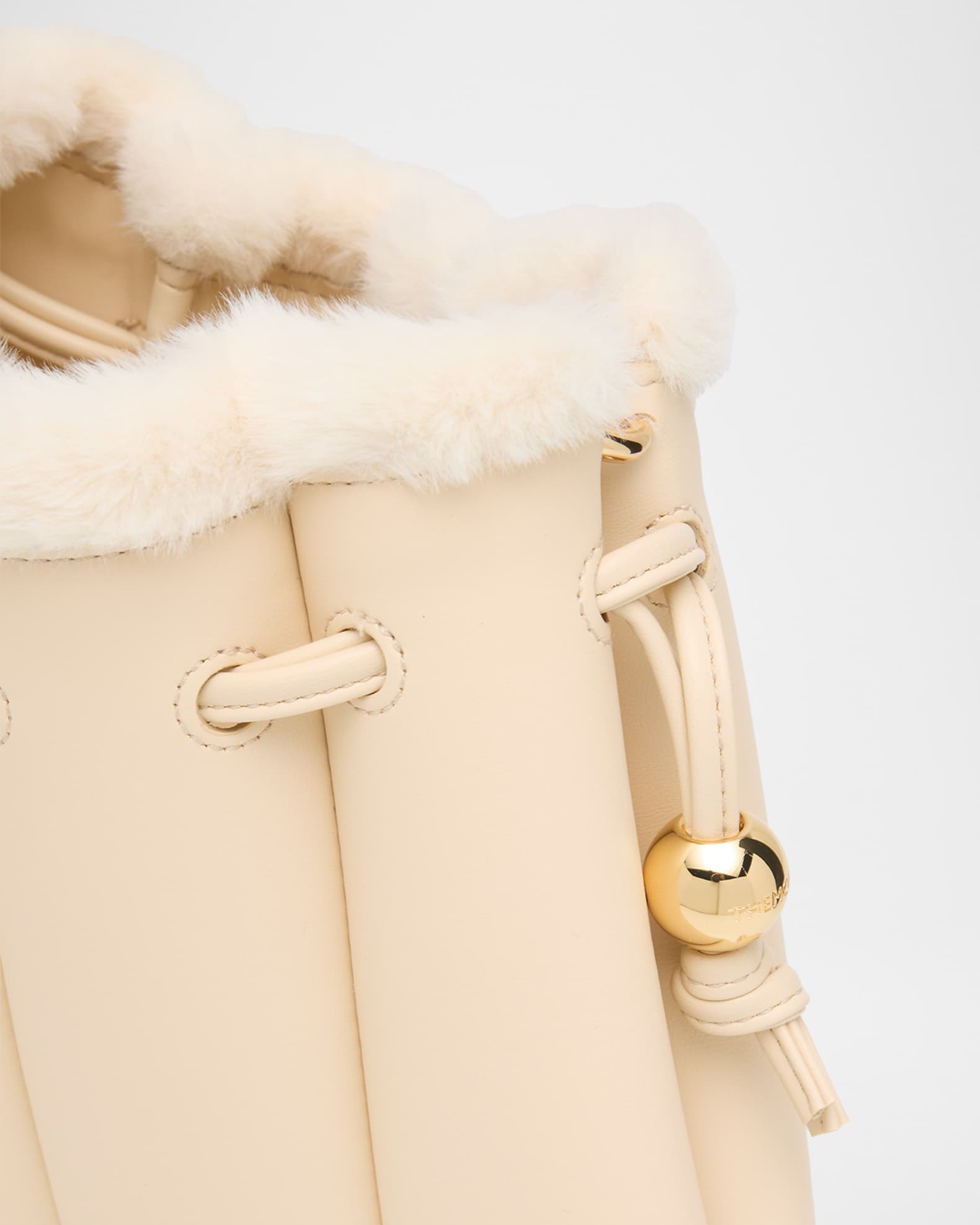 THEMOIRE Dafne Faux Fur-Trim Vegan Fabric Clutch Bag | Neiman Marcus