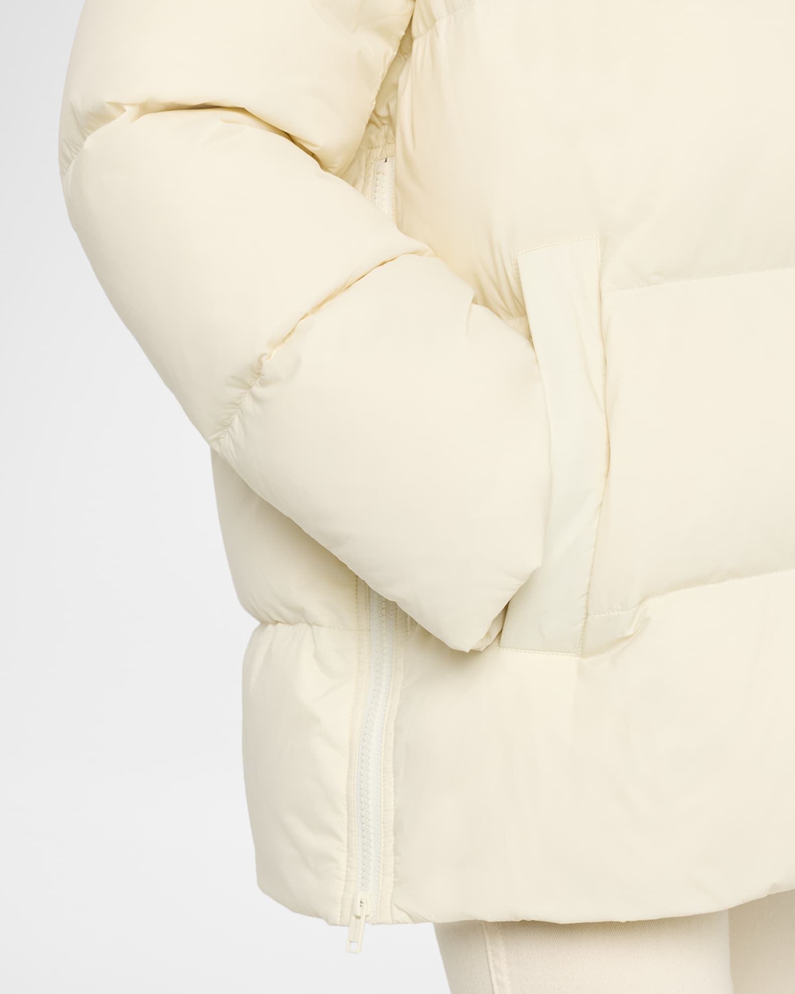 Yves Salomon Down Jacket with Removable Hood & Shearling Trim