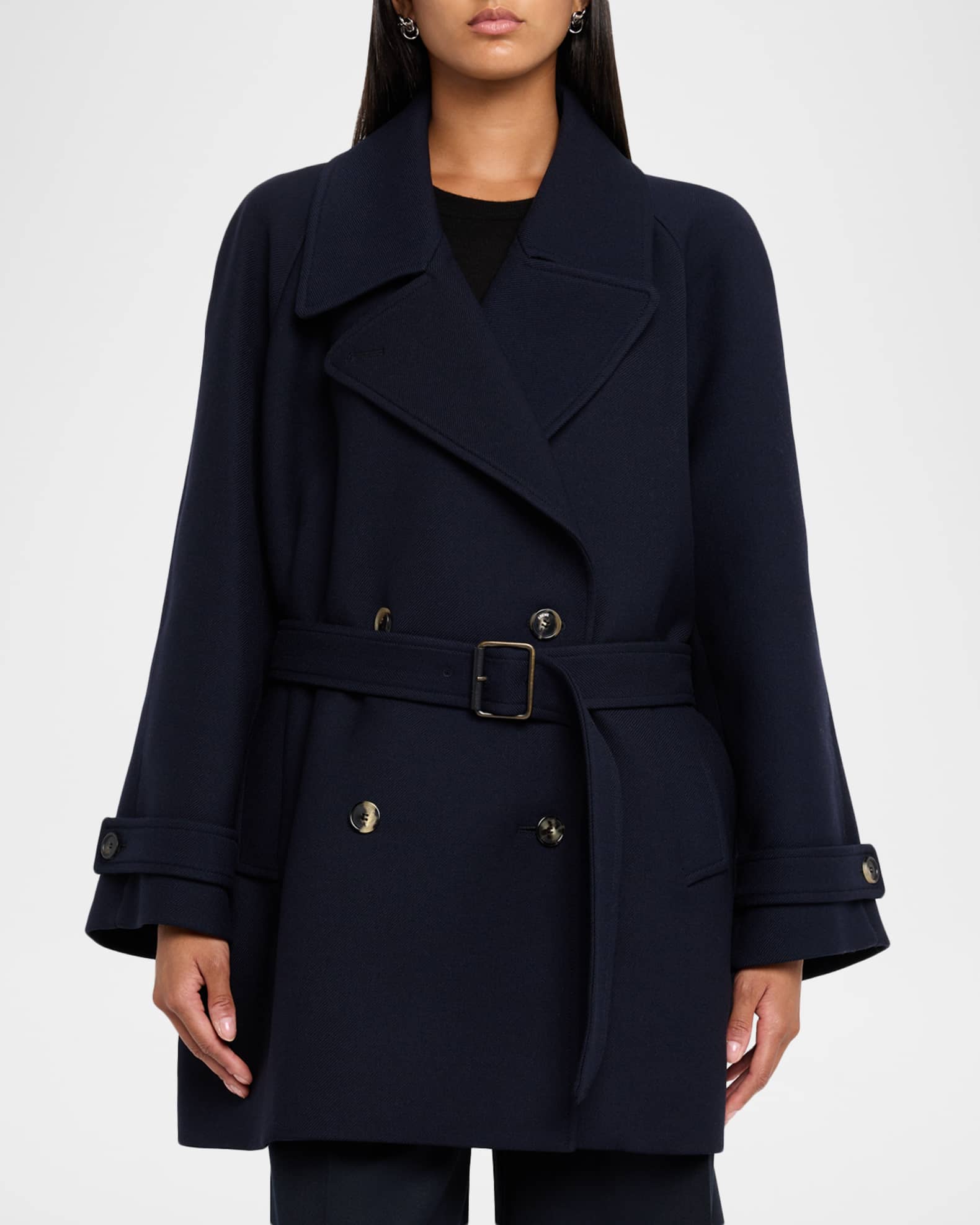Loewe Double-Breasted Belted Wool Twill Coat | Neiman Marcus