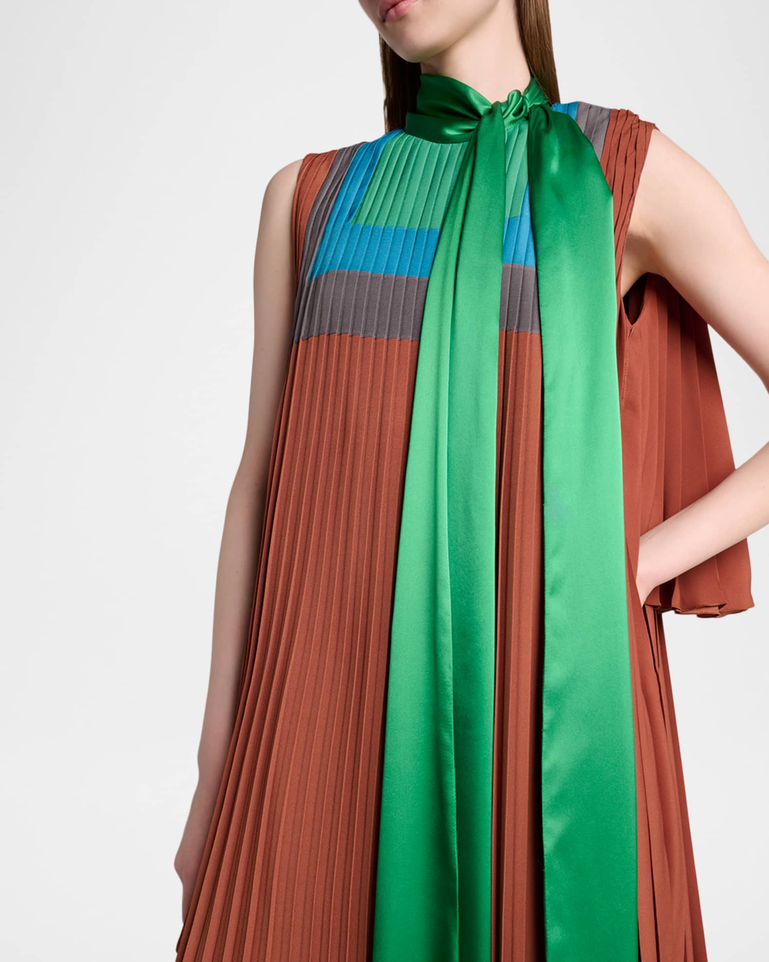 Loewe Asymmetric Tiered Colorblock High-Low Dress | Neiman Marcus