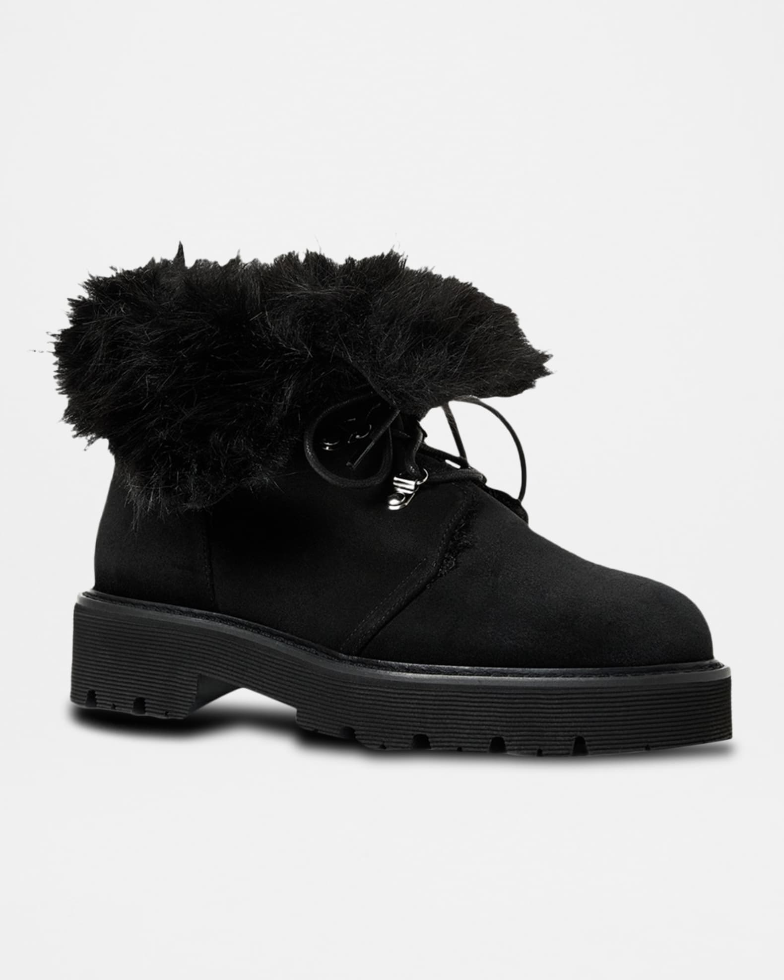 Aquatalia Eva Faux Shearling-Lined Suede Hiker Booties | Neiman Marcus