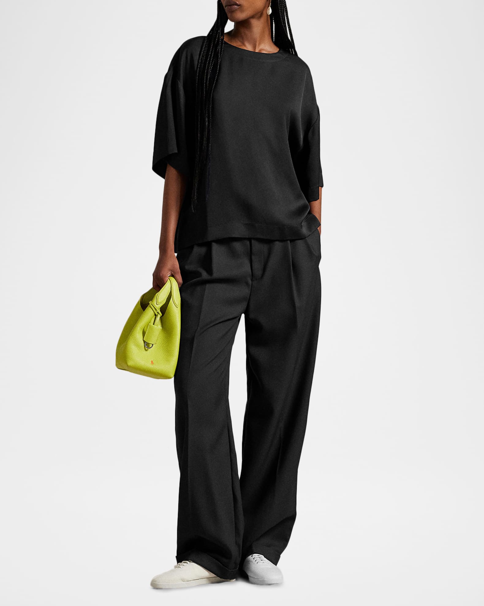 Crepe Back Satin Draped Top