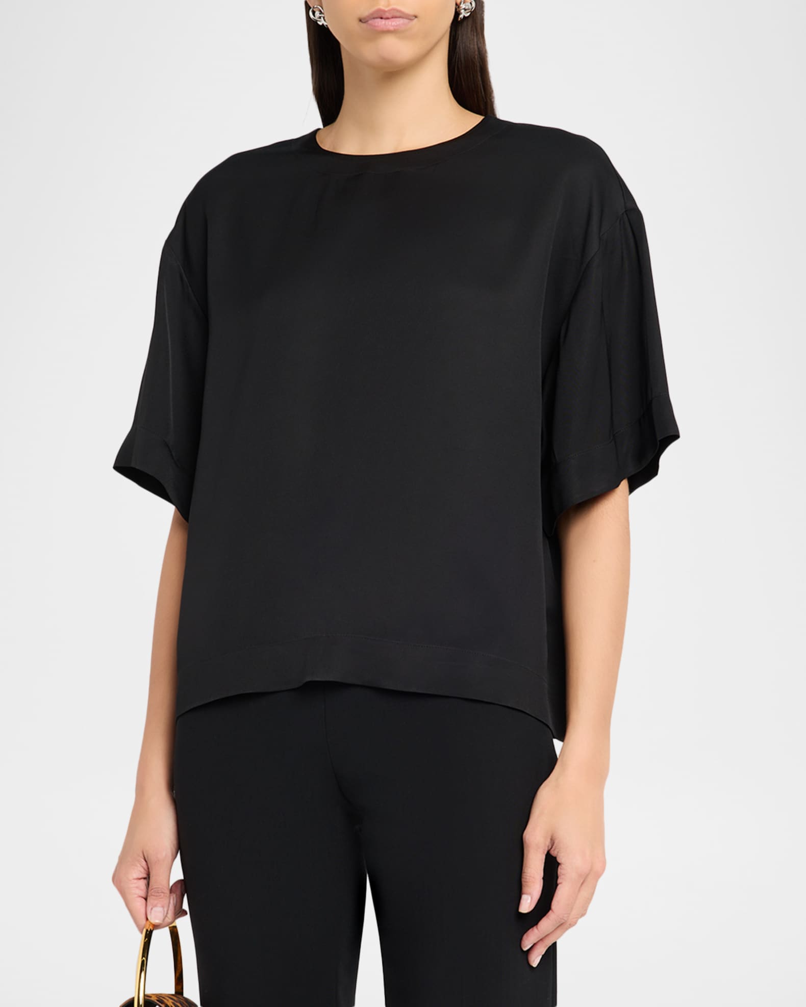 Crepe Back Satin Draped Top